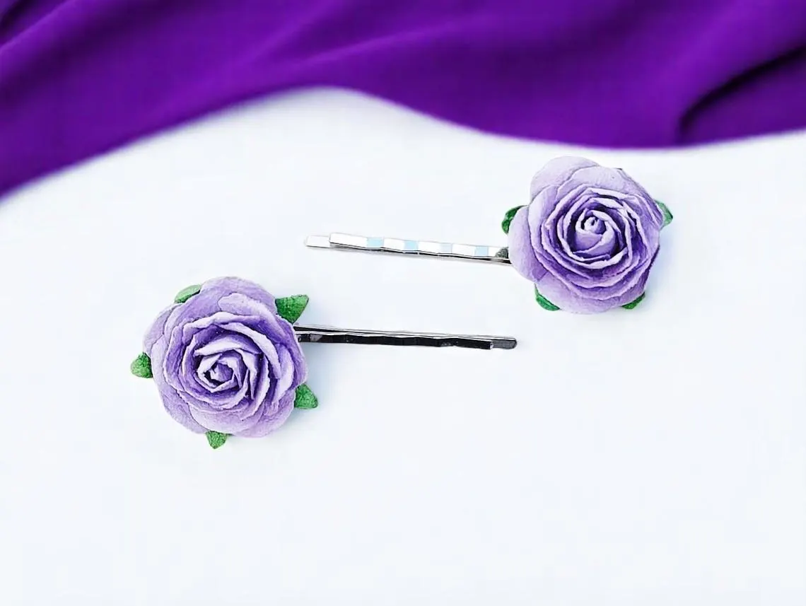 Handmade Purple Hair Pin Barrette Clip 