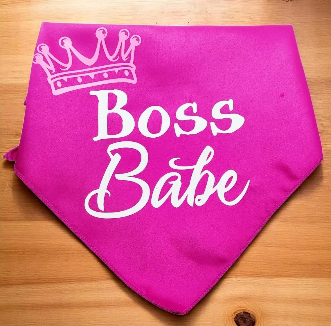 Medium Pink Boss Babe with Crown Dog Bandana 
