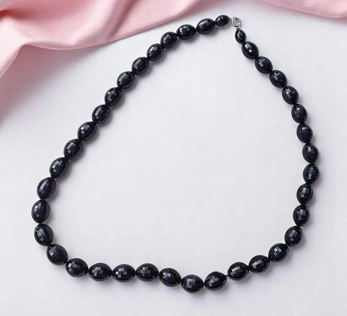 Long Black Retro Disco Ball Style Necklace 