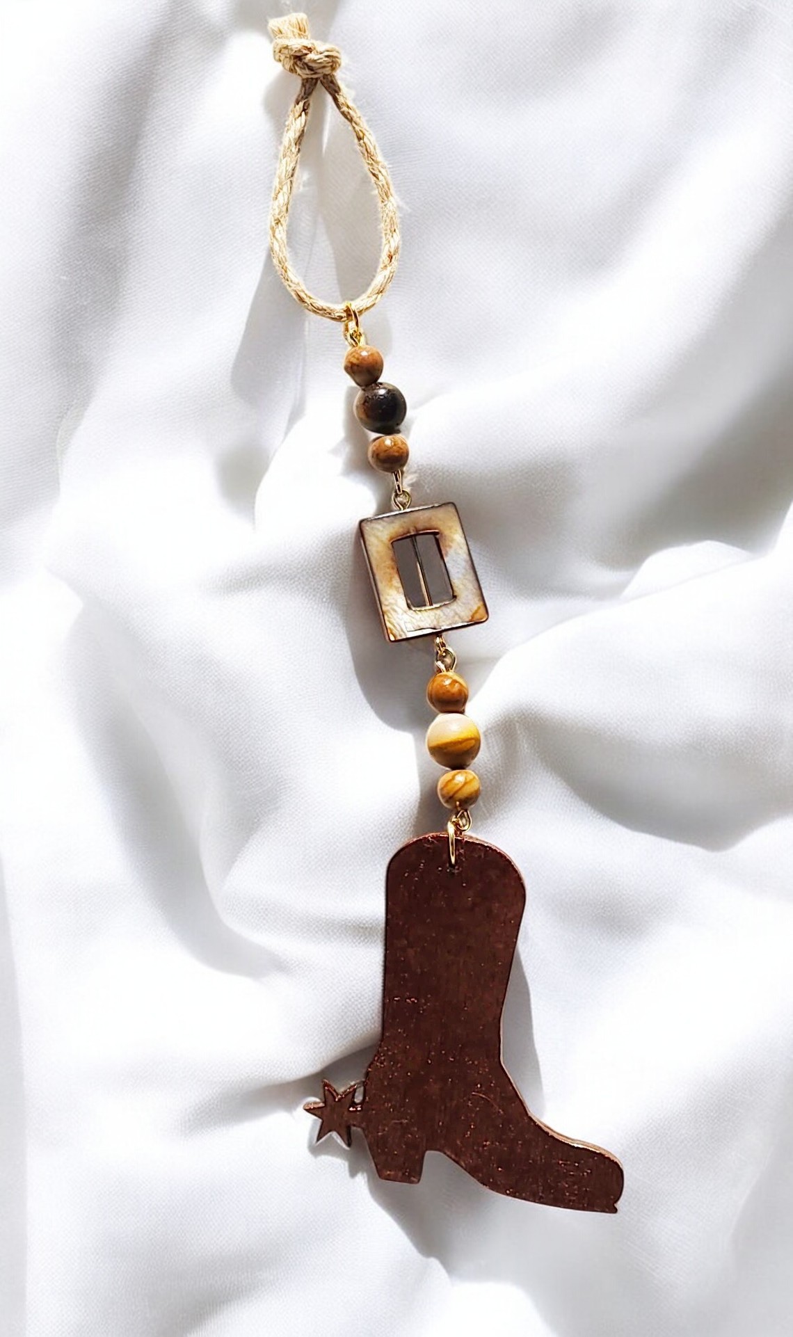 Handcrafted Cowboy Boot Gemstone Beaded Accent Ornament 
