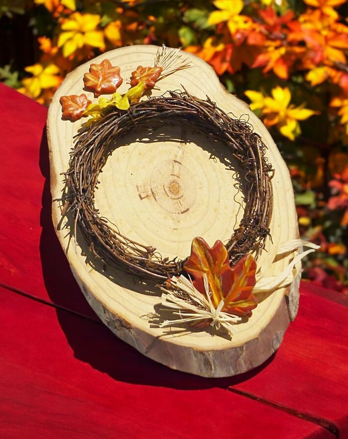 Decorative Wooden Autumn Candle Wreath 