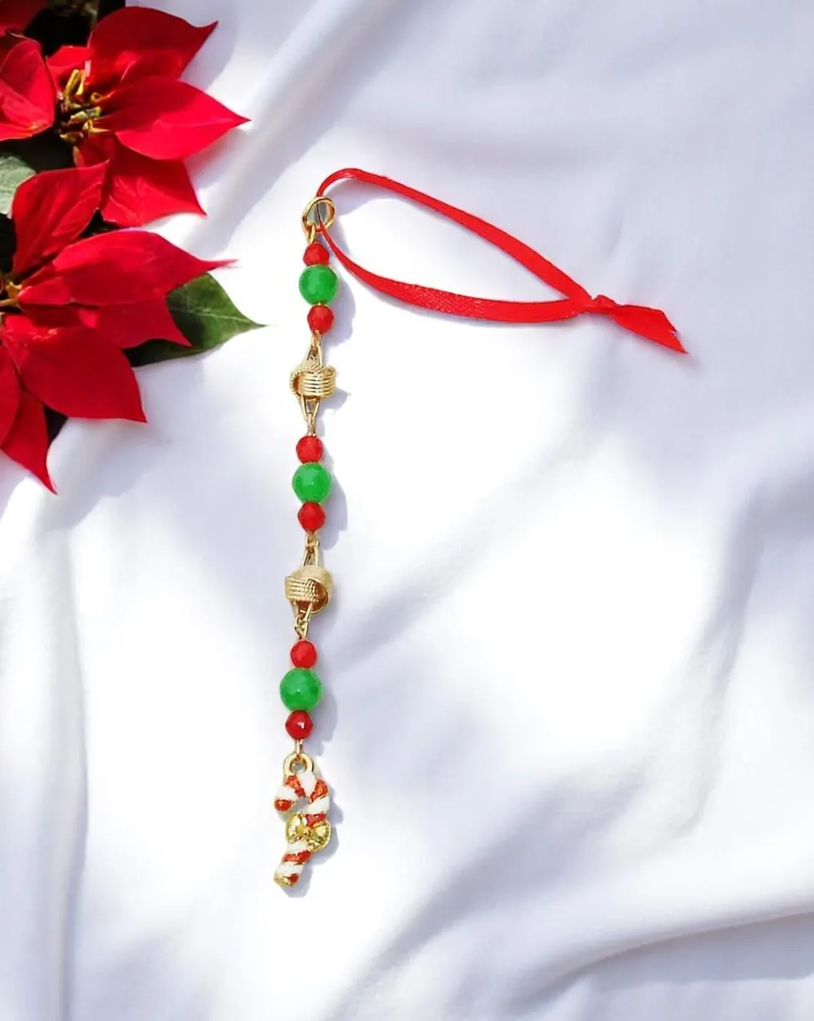 Candy Cane Holiday Gemstone Icicle Ornament 