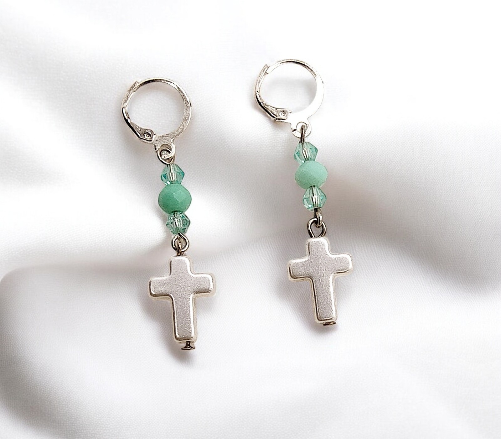 Christian Cross Lightweight Dangle Earrings with Lever Backs 