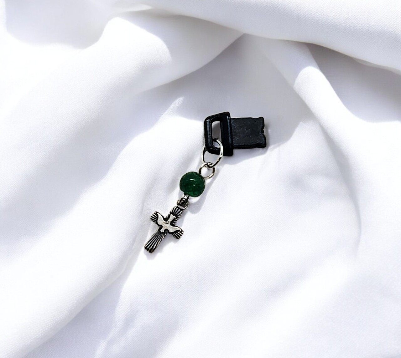 Christian Cross with Dove Beaded Dust Plug Phone Charm
