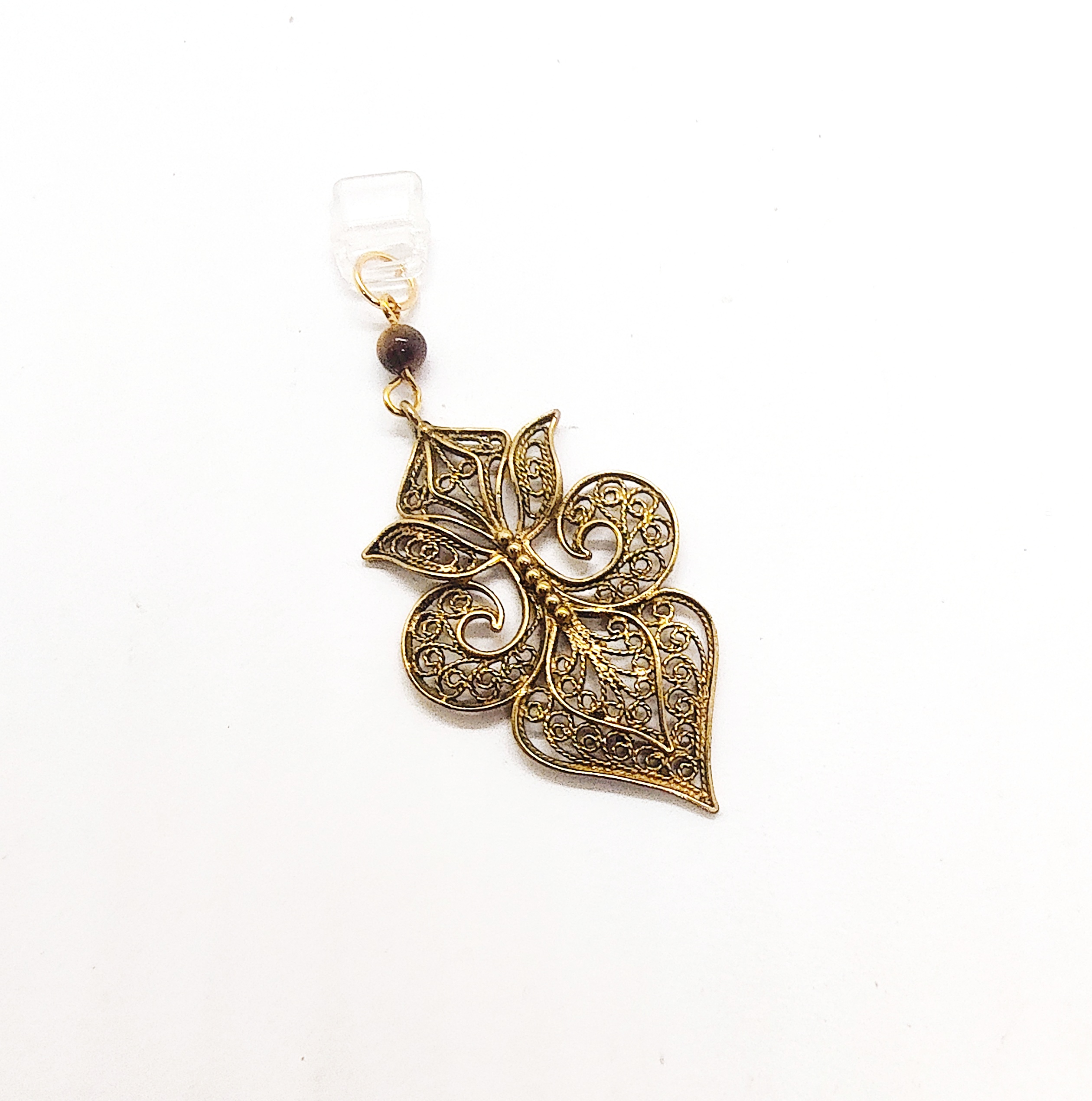 Gold & Tiger Eye Gemstone Beaded Dust Plug Phone Charm
