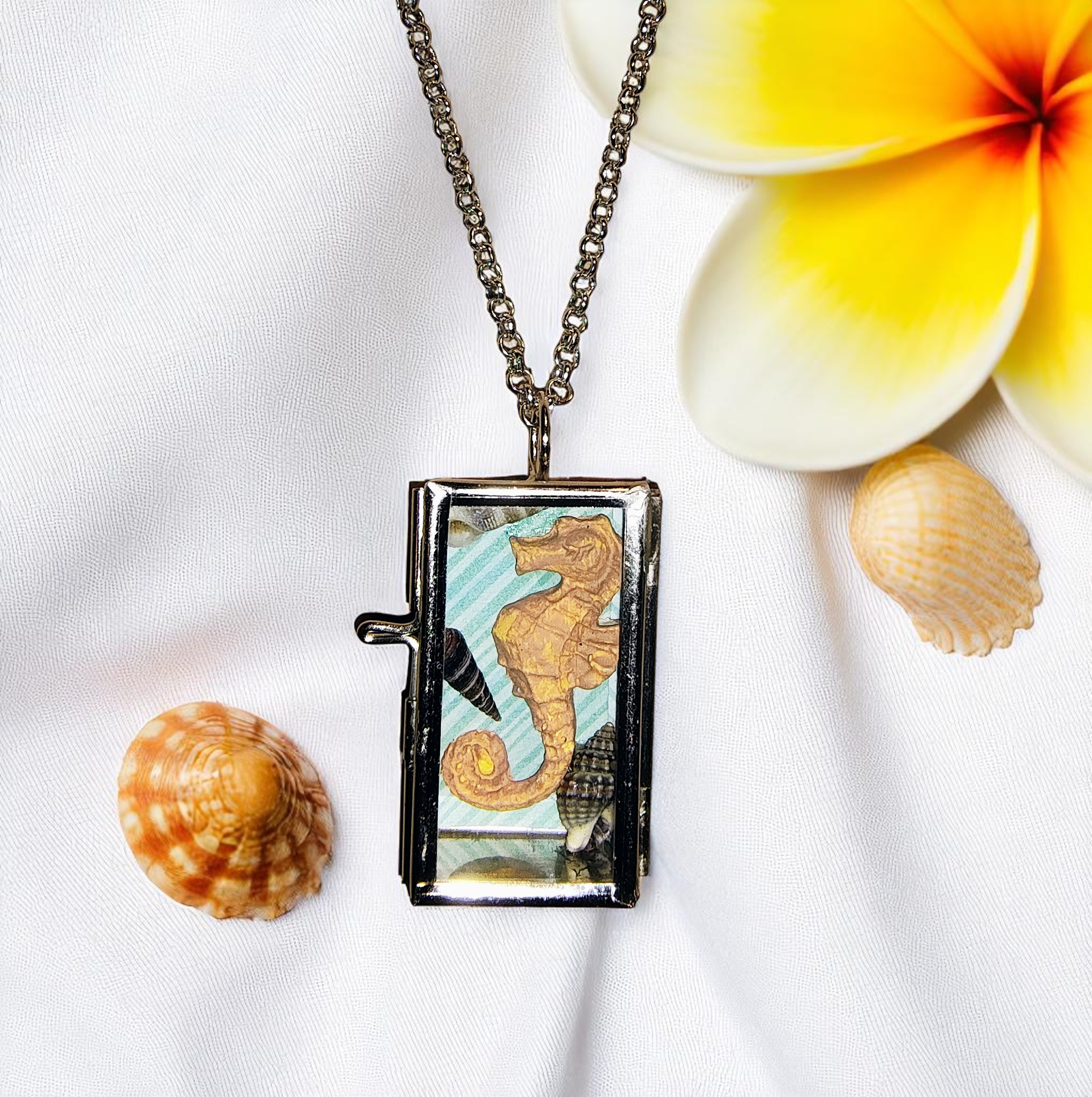 Summer Sea Horse Shadowbox Necklace