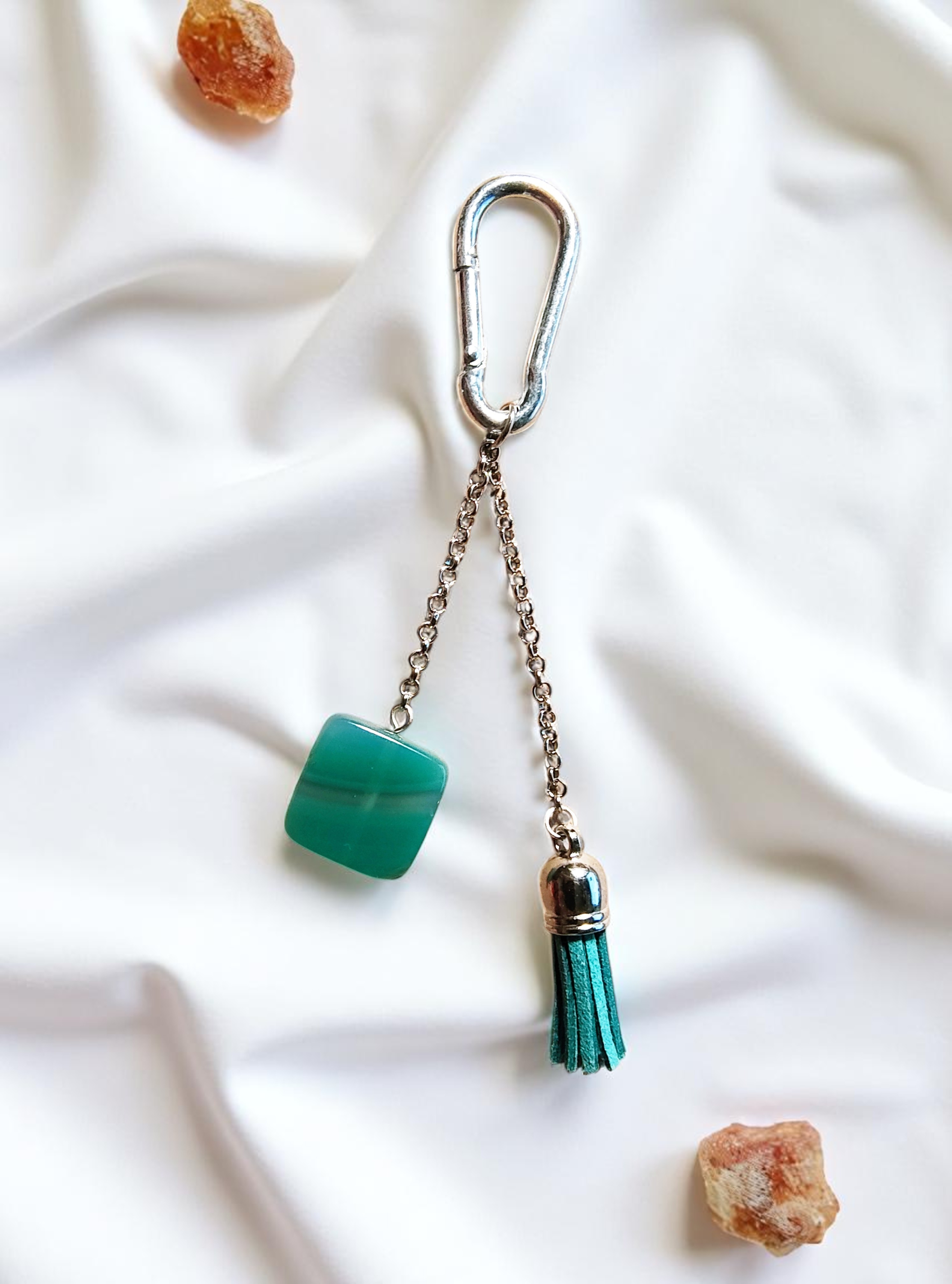 Teal Gemstone Tassel Fashion Charm
