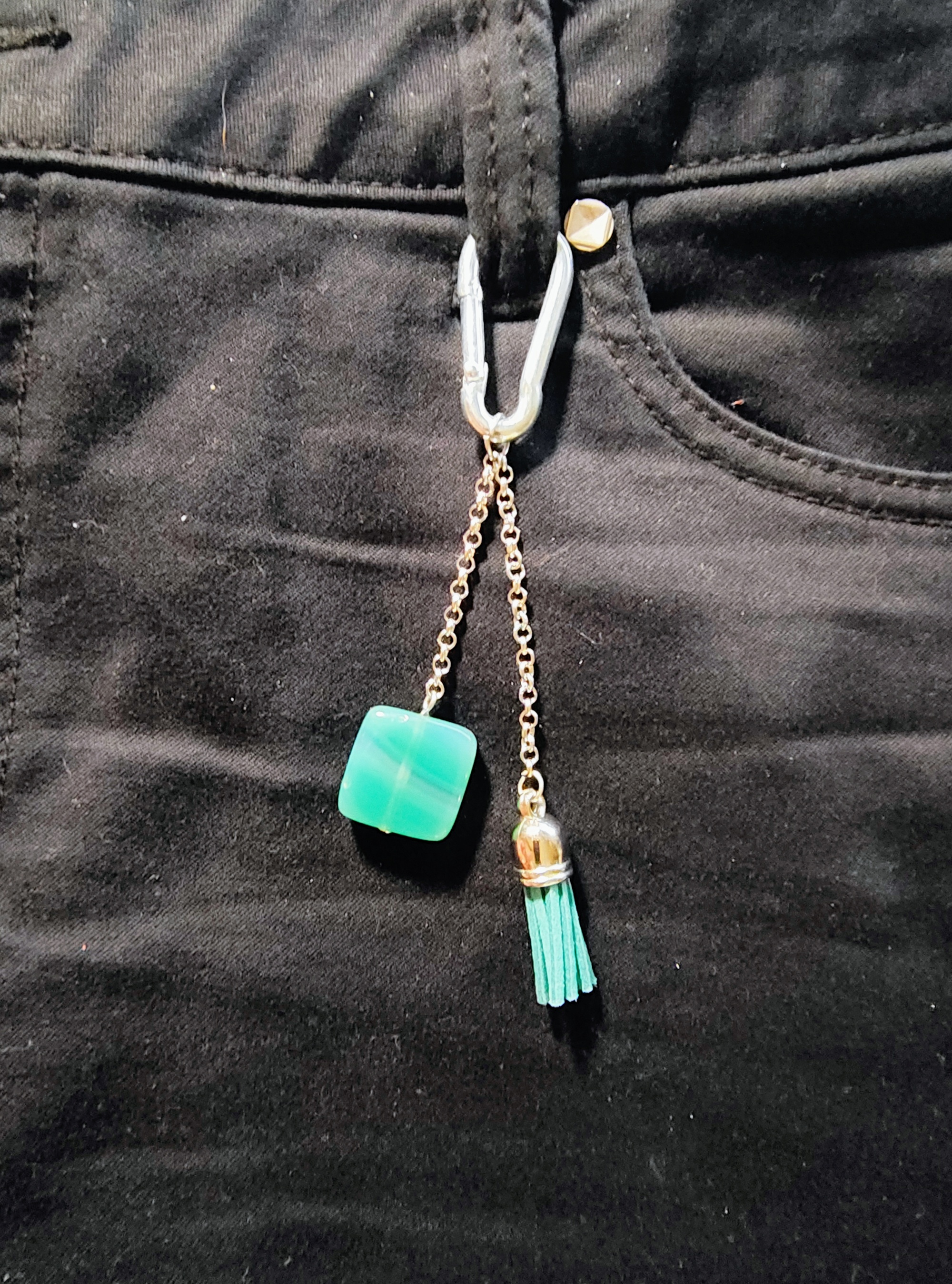 Teal Gemstone Tassel Fashion Charm