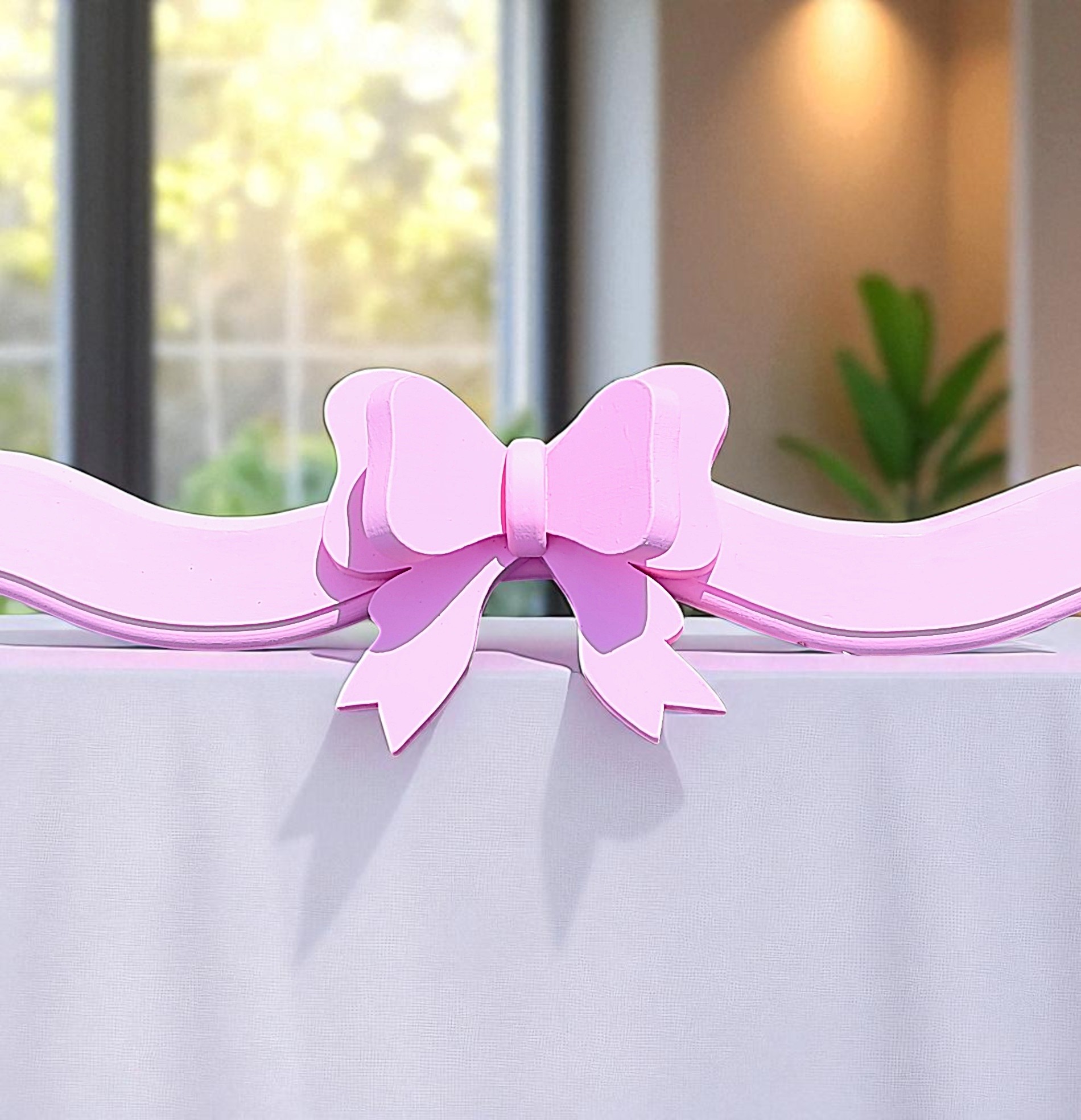 XL Wooden Pink Bow Wall Hanging
