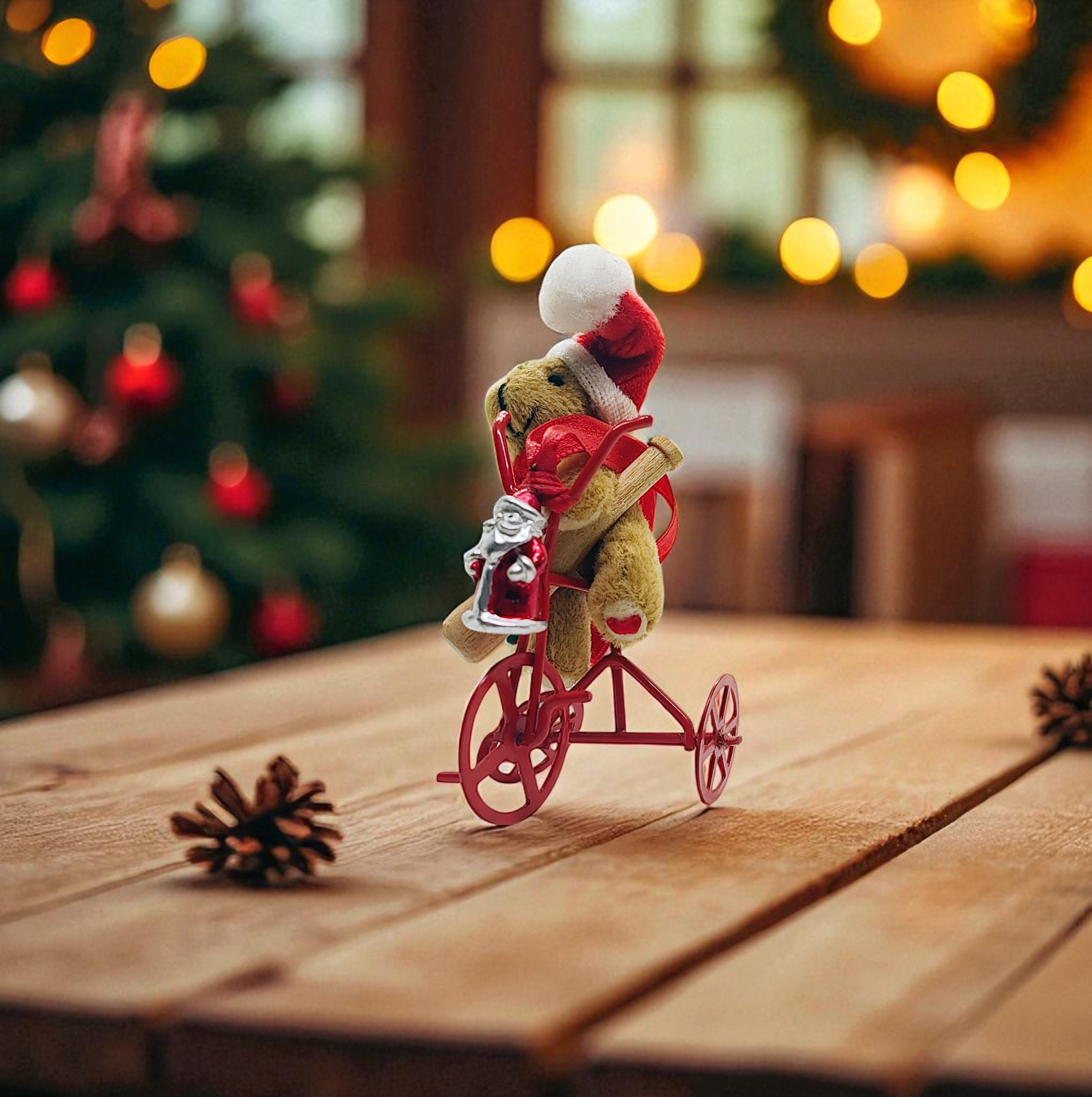 Teddy Bear on Tricycle Holiday Ornament