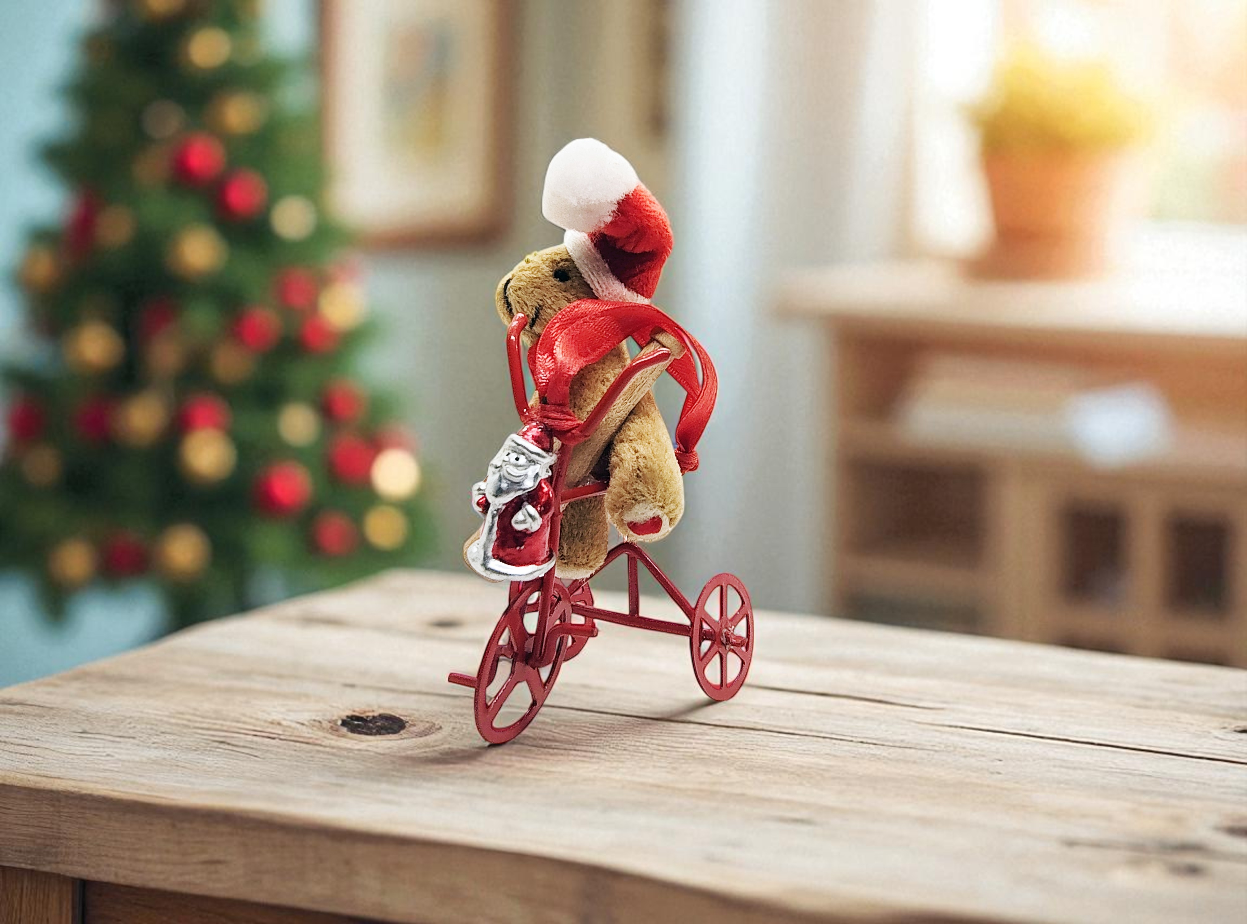 Teddy Bear on Tricycle Holiday Ornament