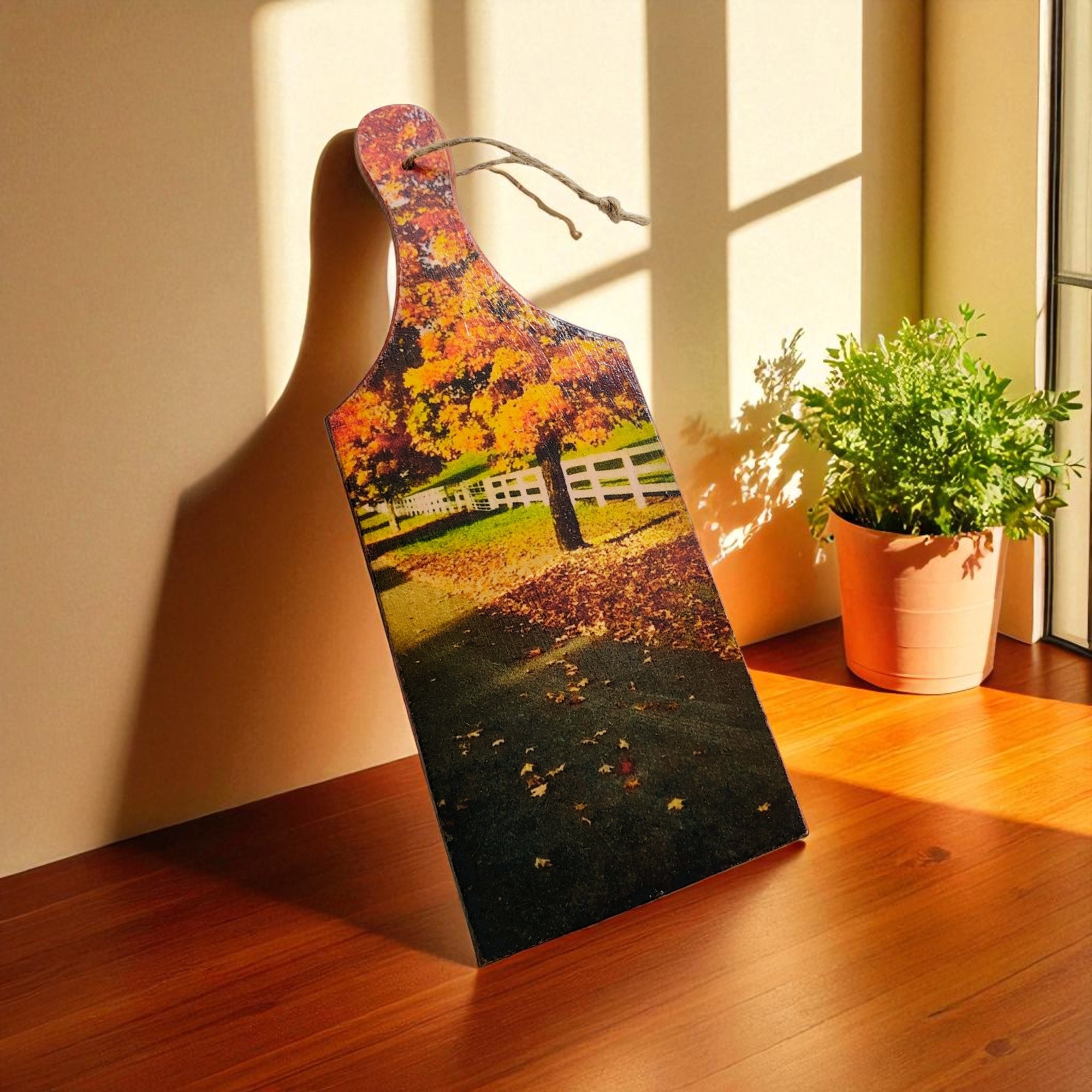 Small Wooden Autumn Scene Cutting Board