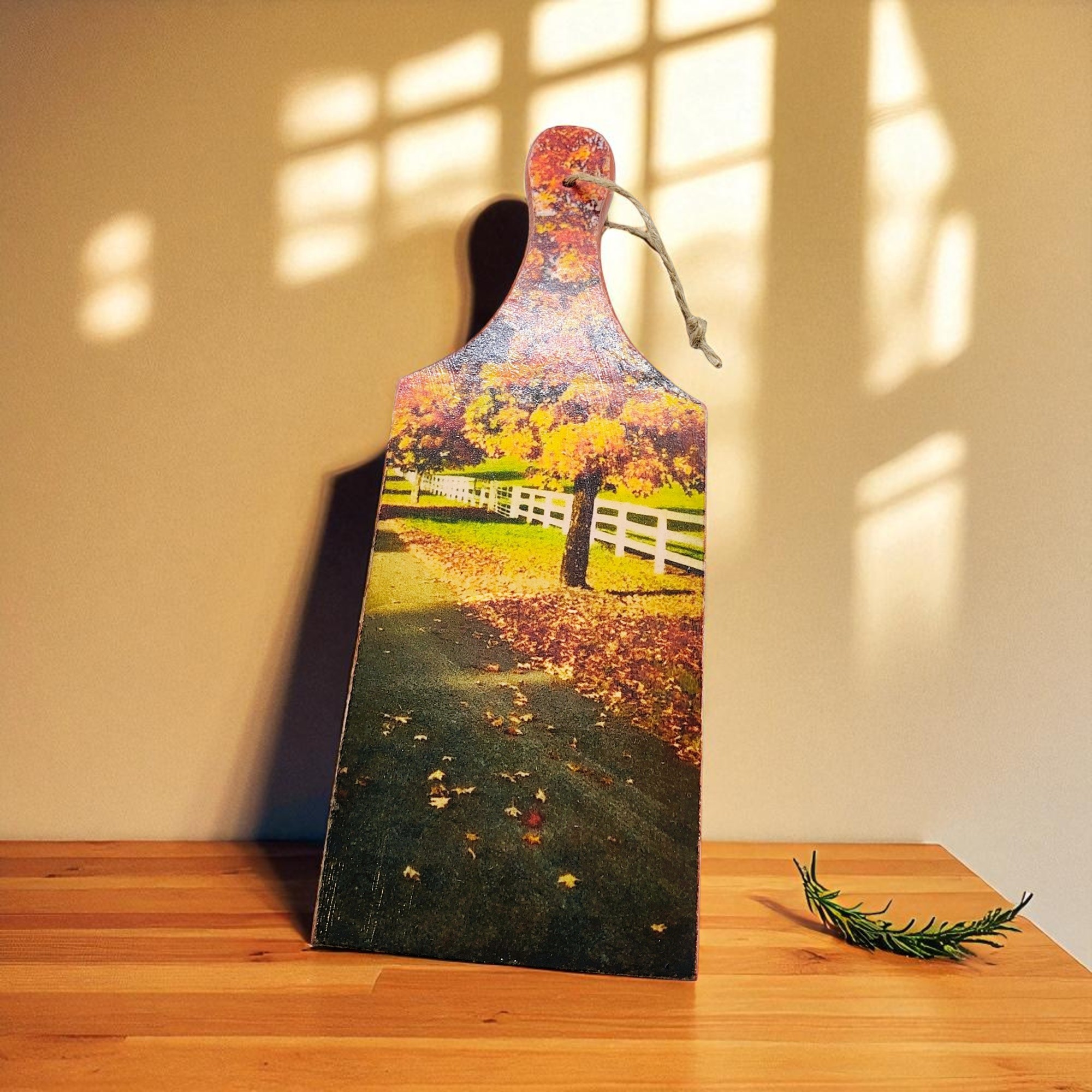 Small Wooden Autumn Scene Cutting Board