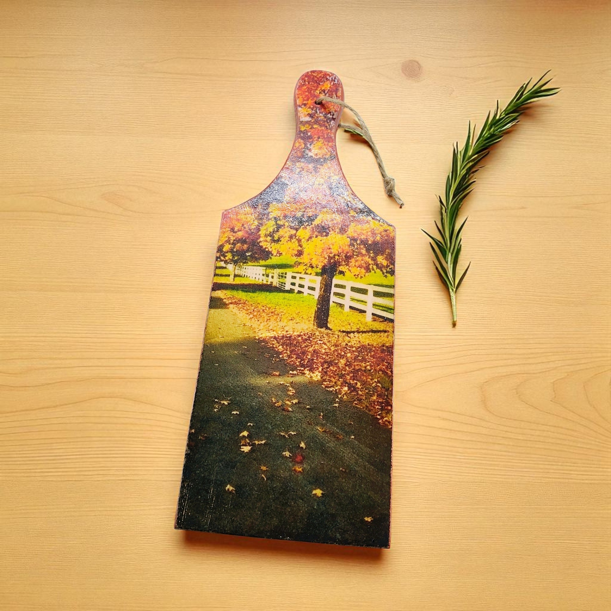 Small Wooden Autumn Scene Cutting Board