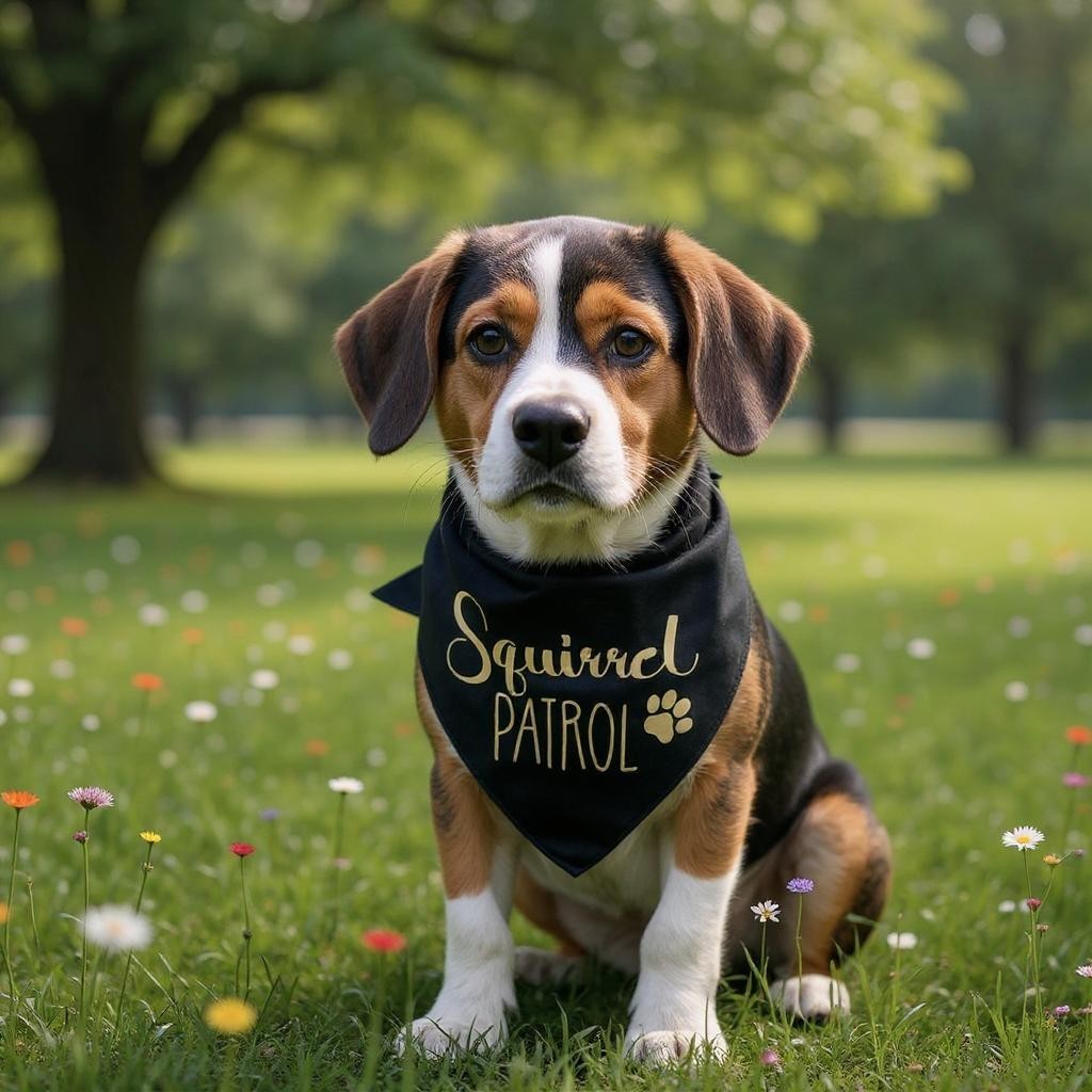 Medium Black Squirrel Patrol Dog Bandana Scarf 