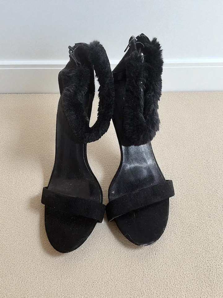 Charlotte Russe Black Faux Dur Stiletto High Heel Shoes with Zipper