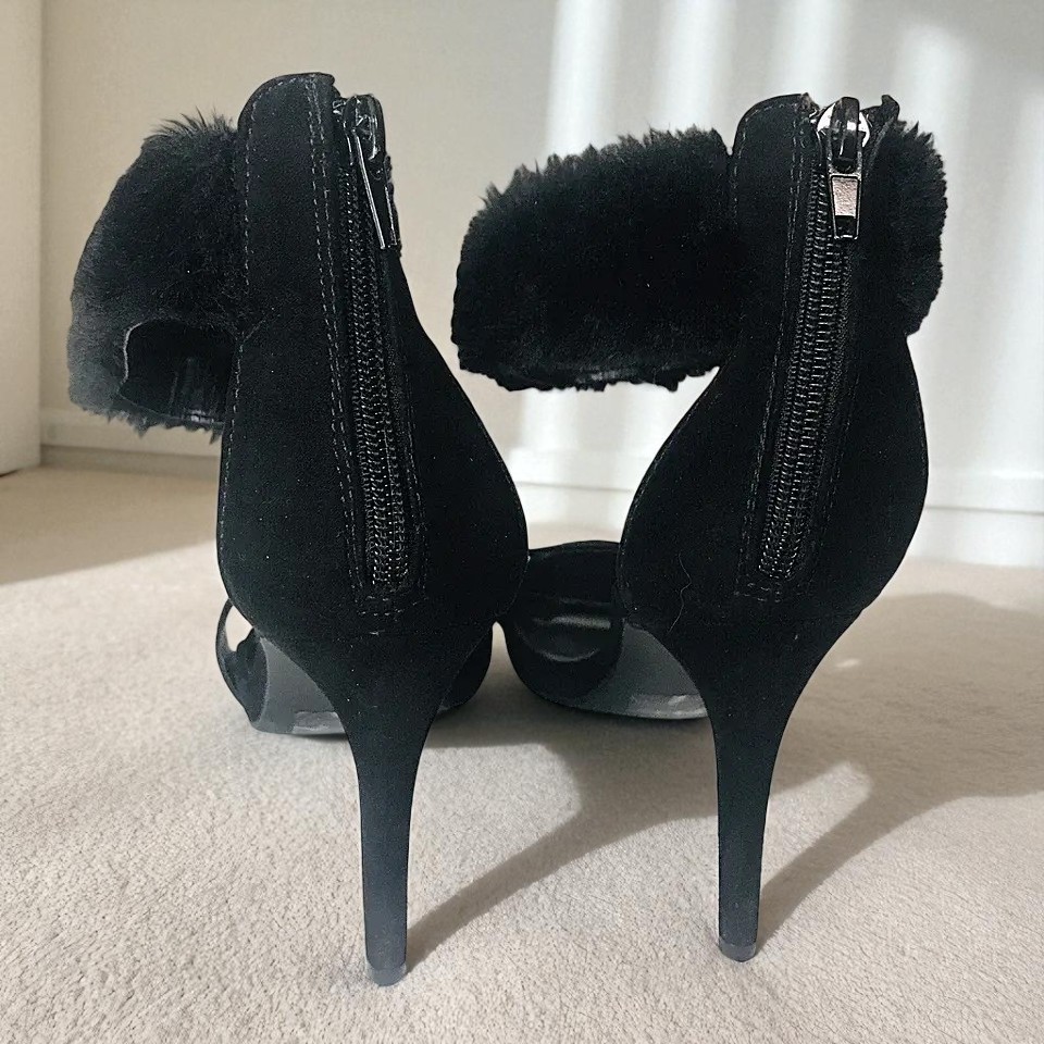 Charlotte Russe Black Faux Dur Stiletto High Heel Shoes with Zipper