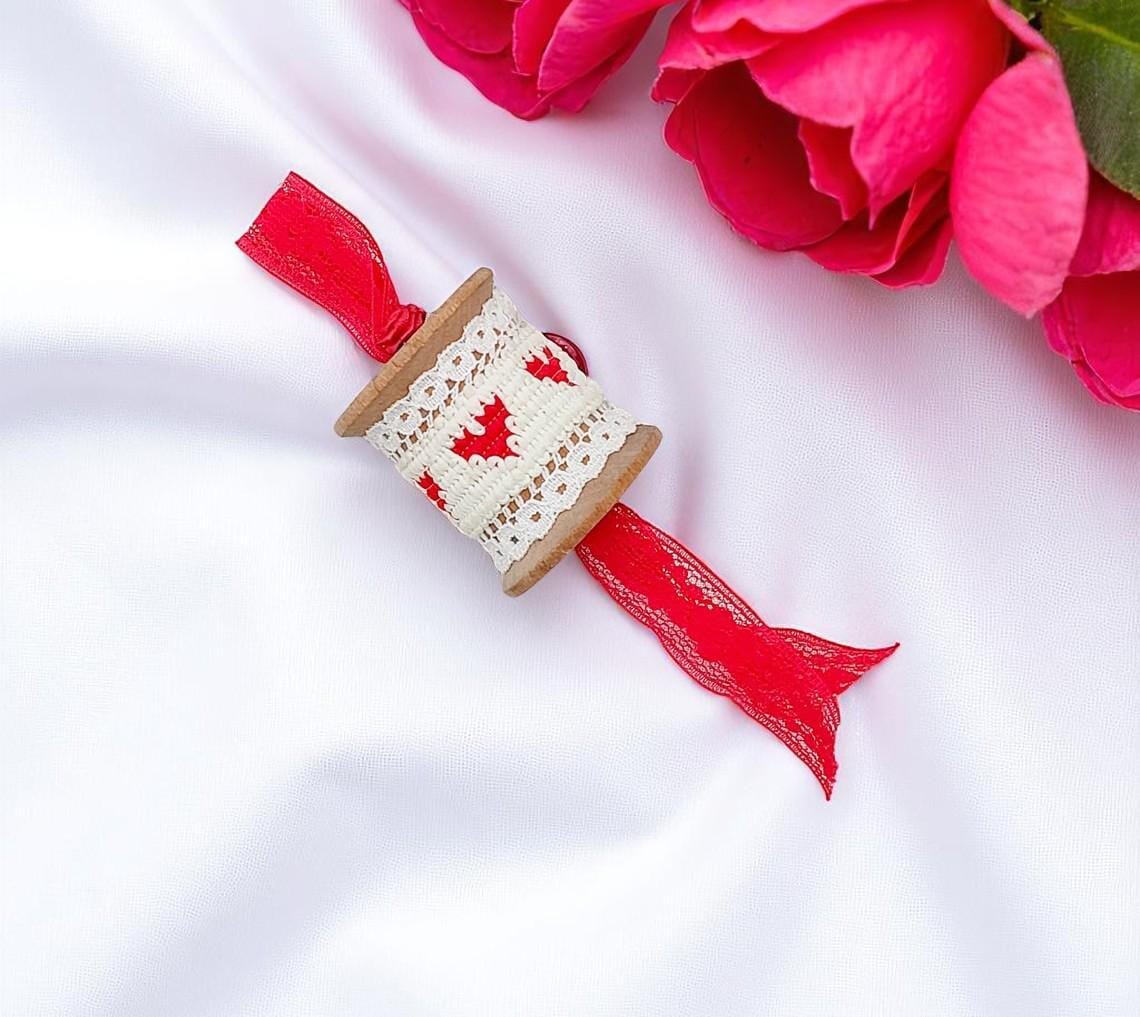 Wooden Decorative Heart Spool Ornament 