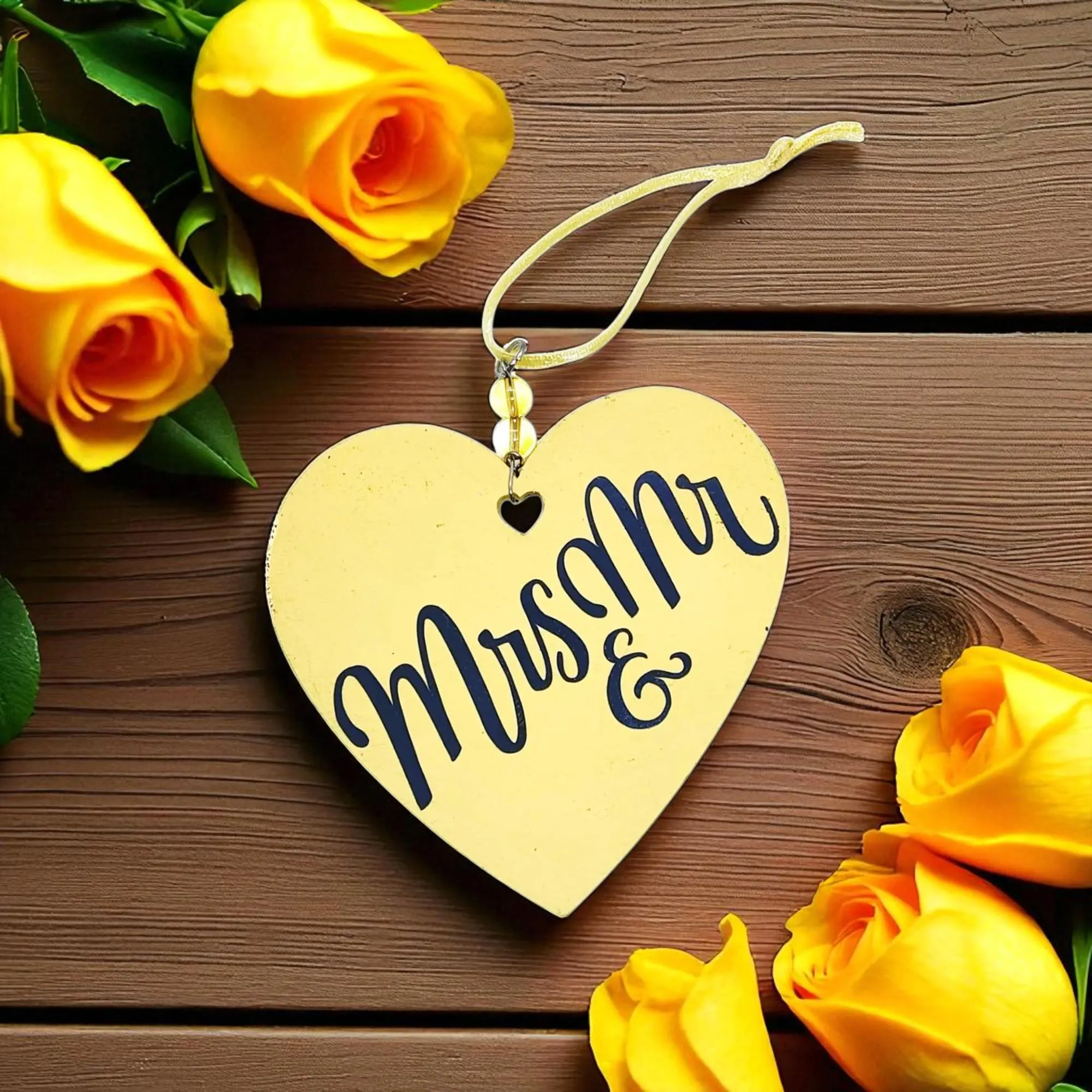 Lemon Yellow Personalized Wedding Keepsake Hanging Ornament Decoration