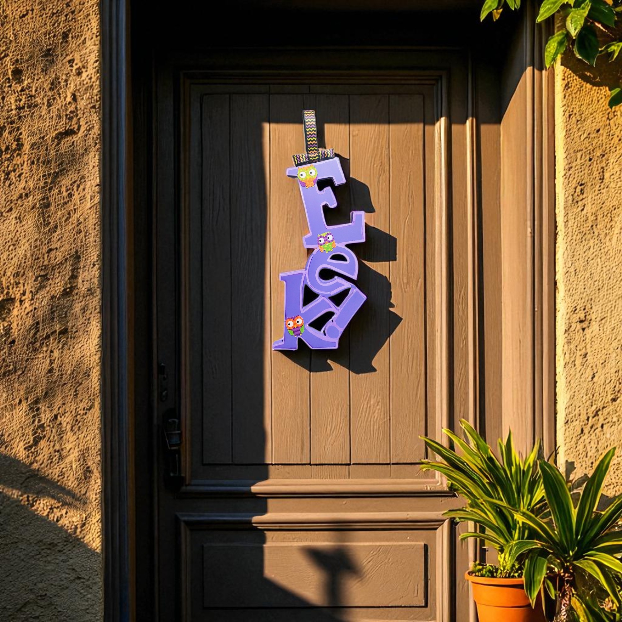 Purple Halloween EEk Door Hanger