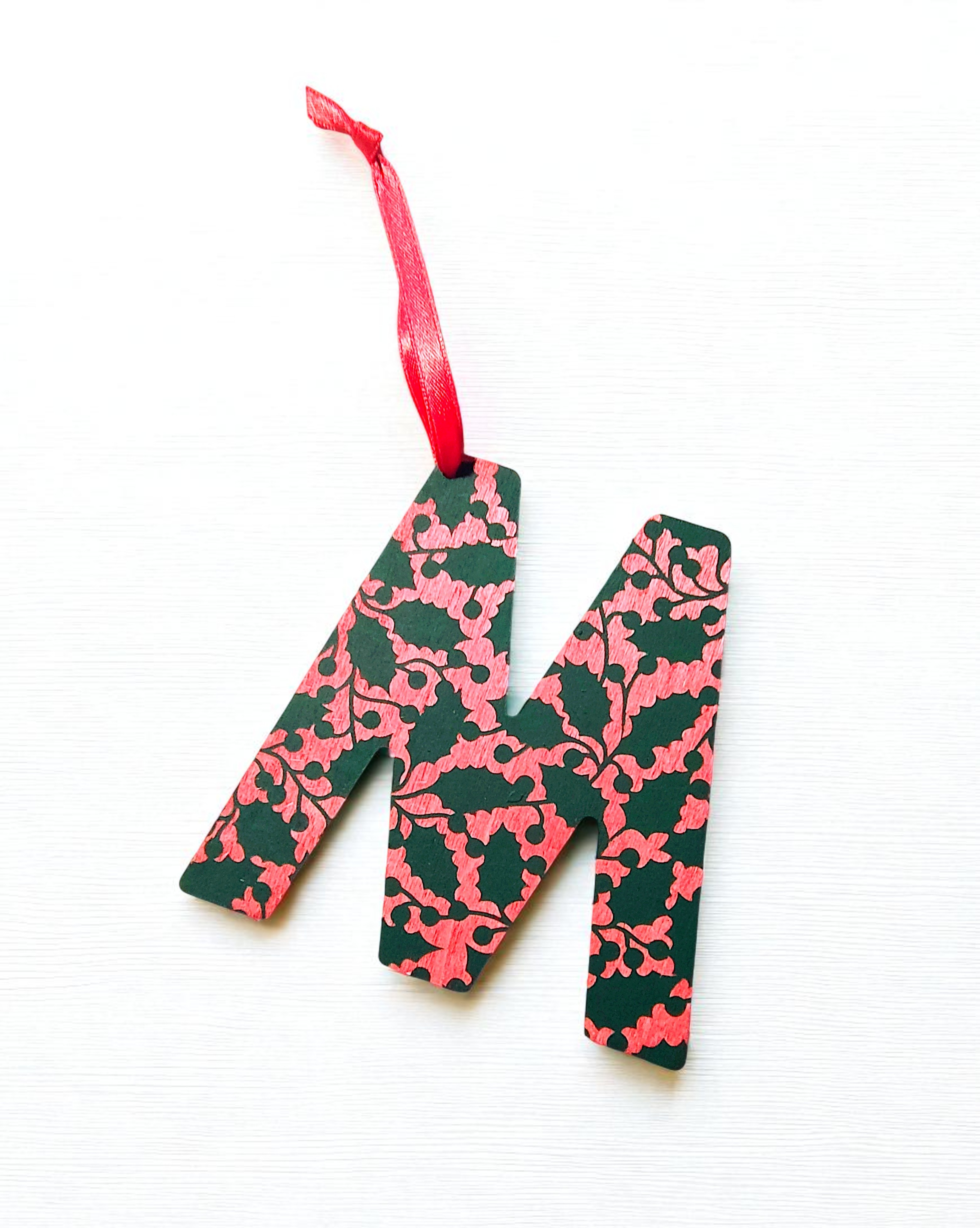 Personalized Wooden Letter Initial M Ornament