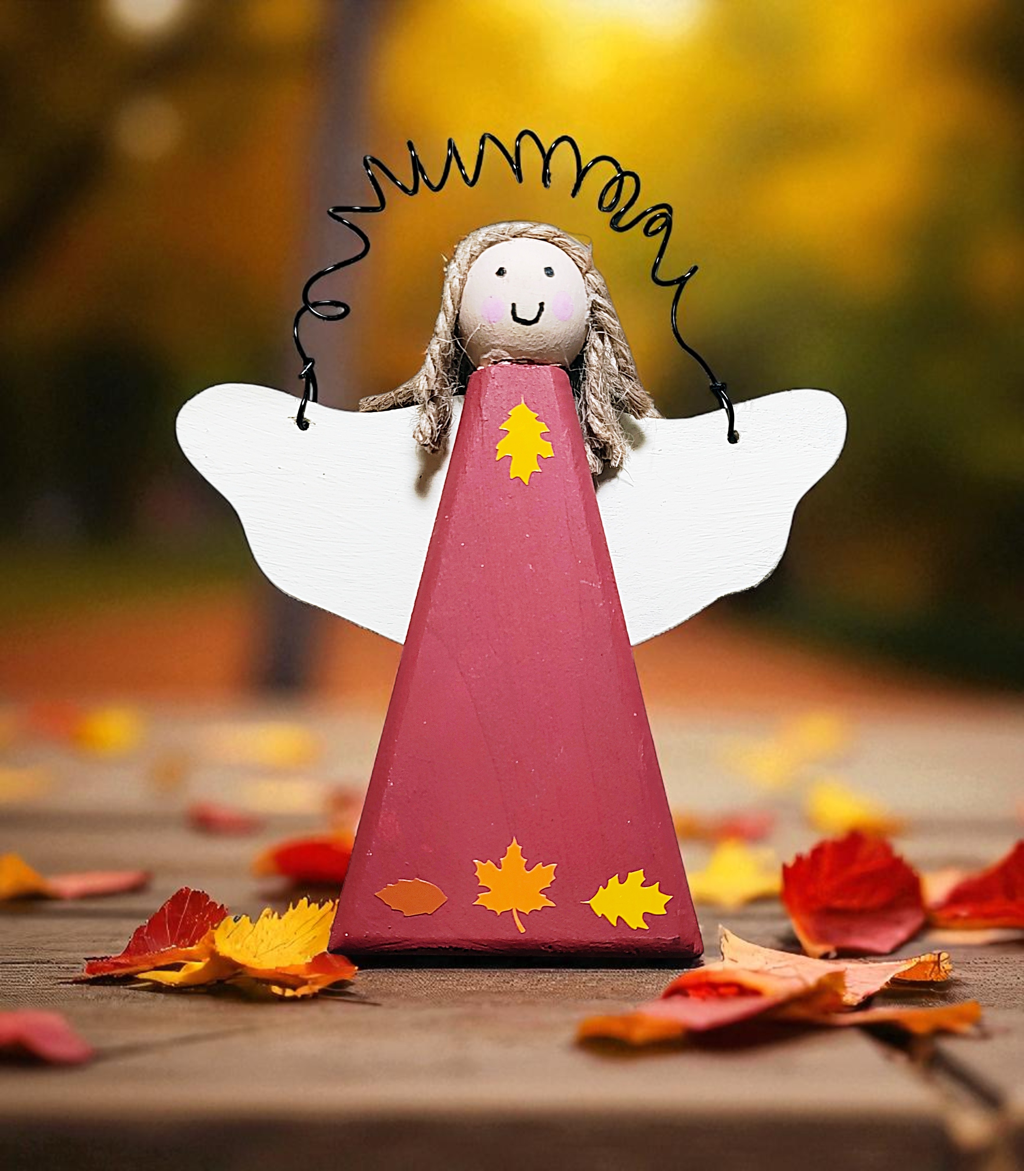 Fall Wooden Angel Ornament