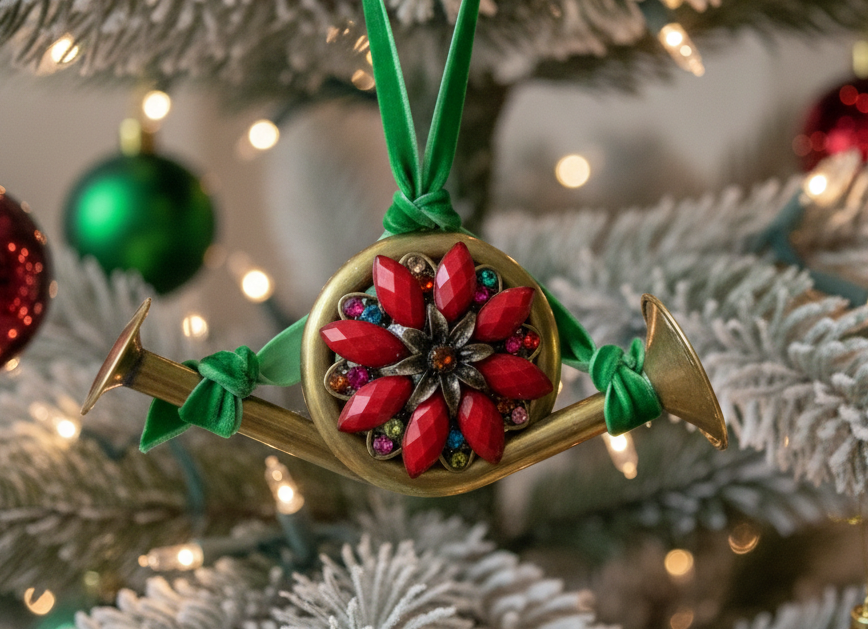 Upcycled Mini Trumpet Christmas Ornament 