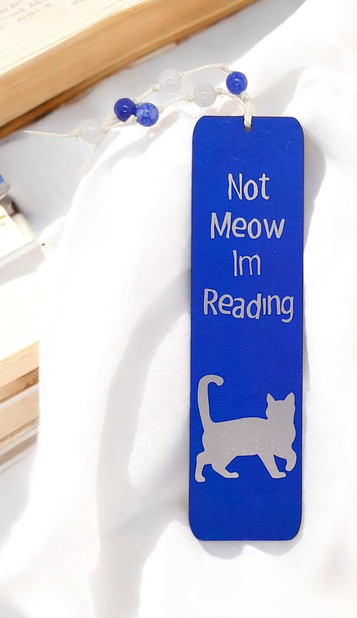 Decorative Wooden Not Meow I'm Reading Cat Bookmark 