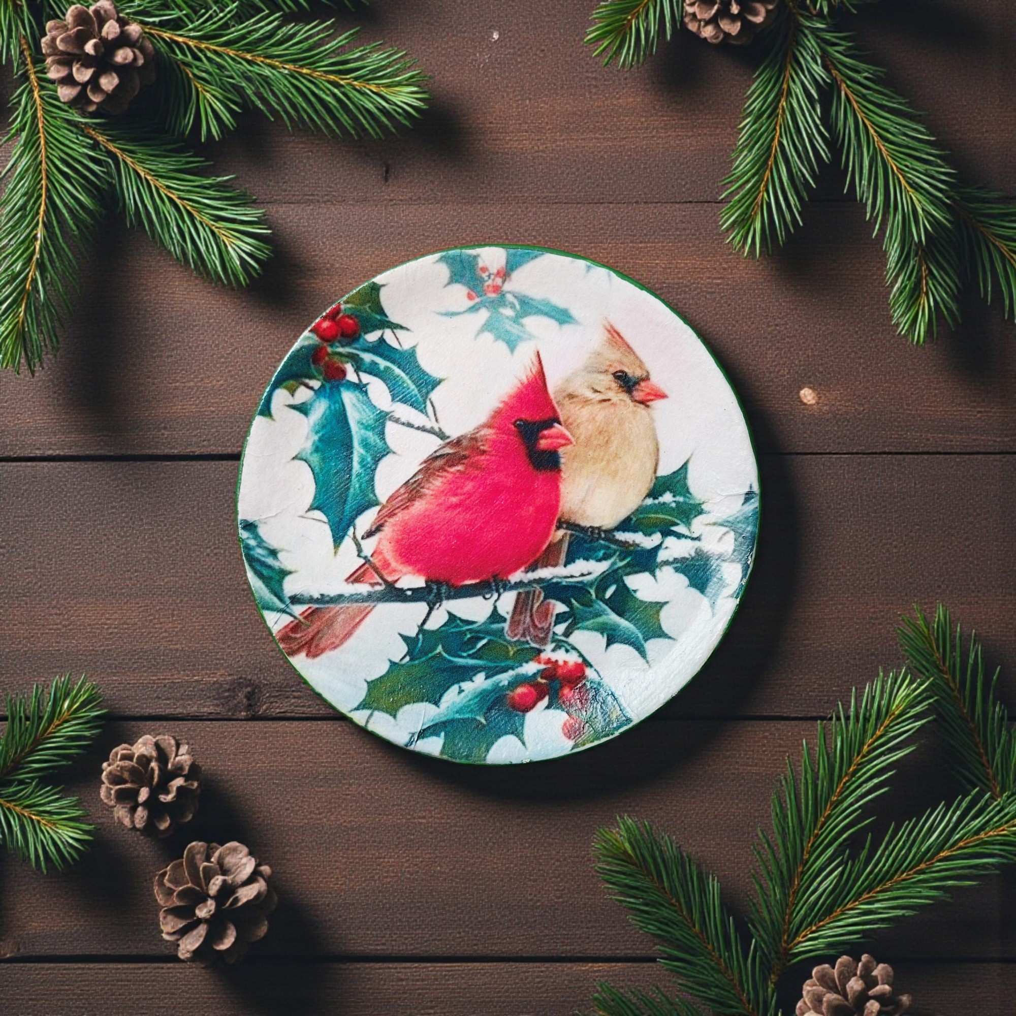 Whimsical Holiday Cardinal Trinket Ring Dish
