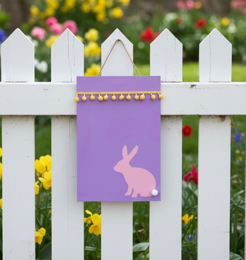 Decorative Easter Bunny Wooden Plaque 