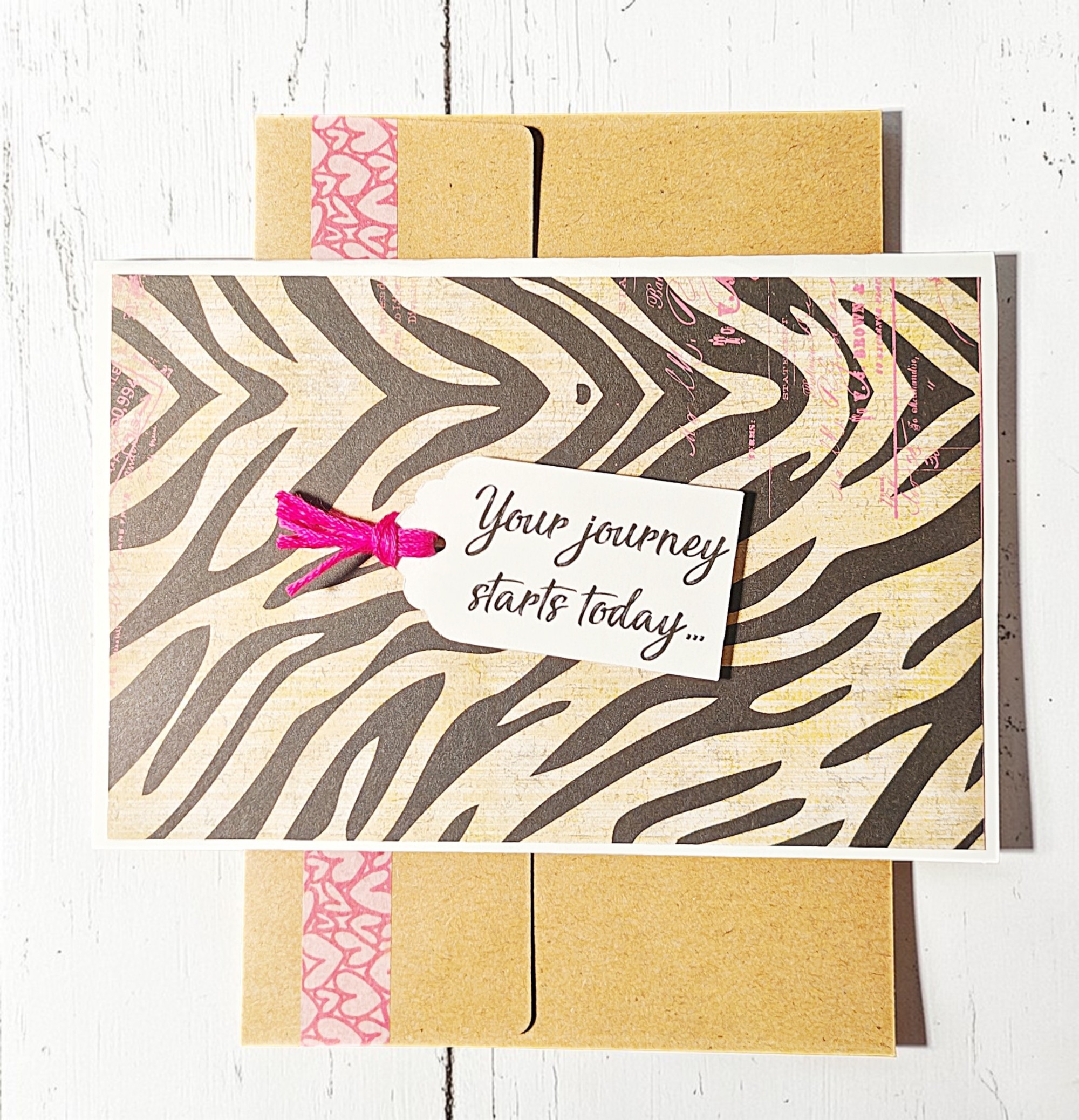 Inspirational Journey Starts Today Quote Handmade Greeting Card