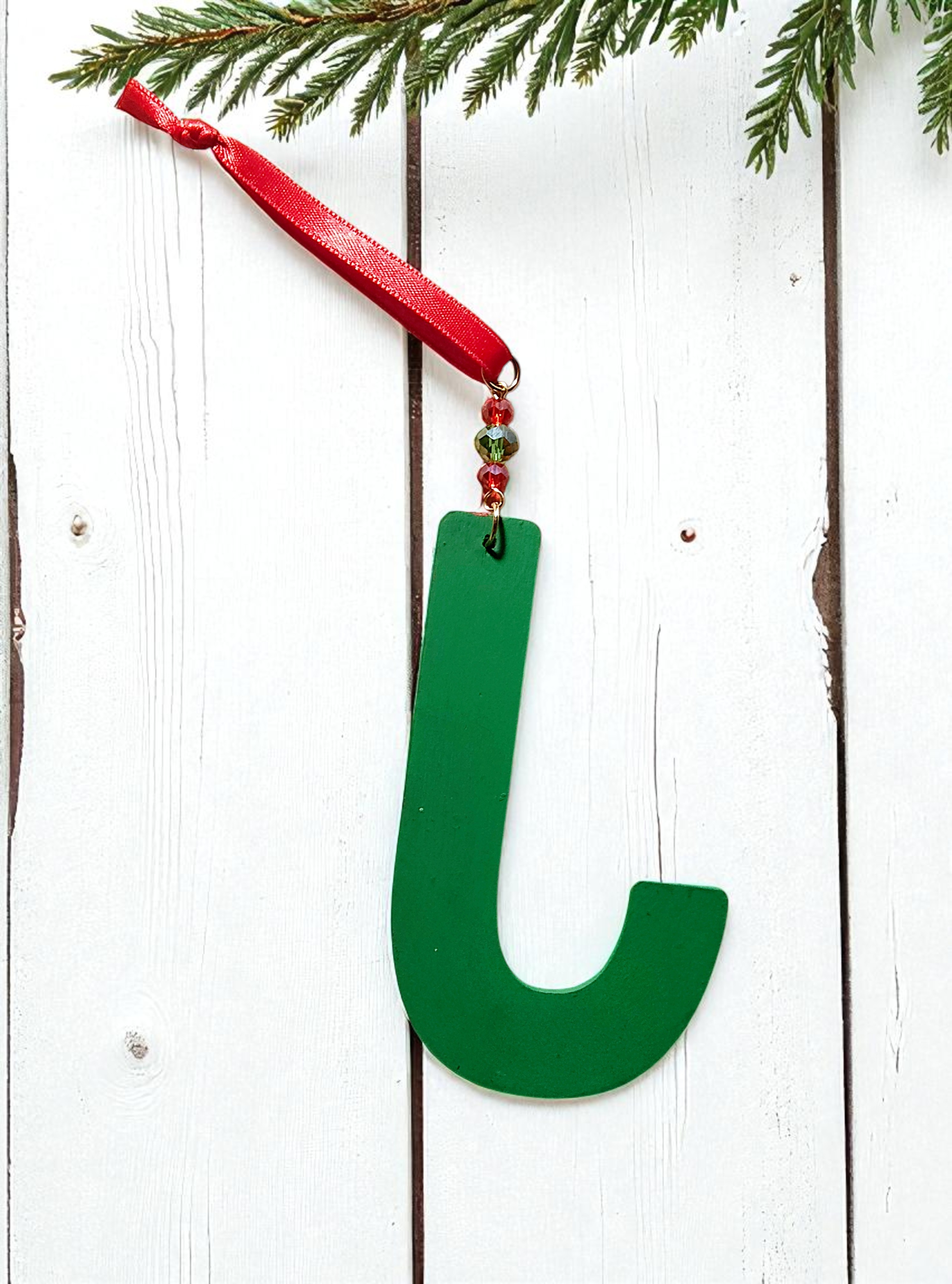Personalized Wooden Letter Initial J Ornament