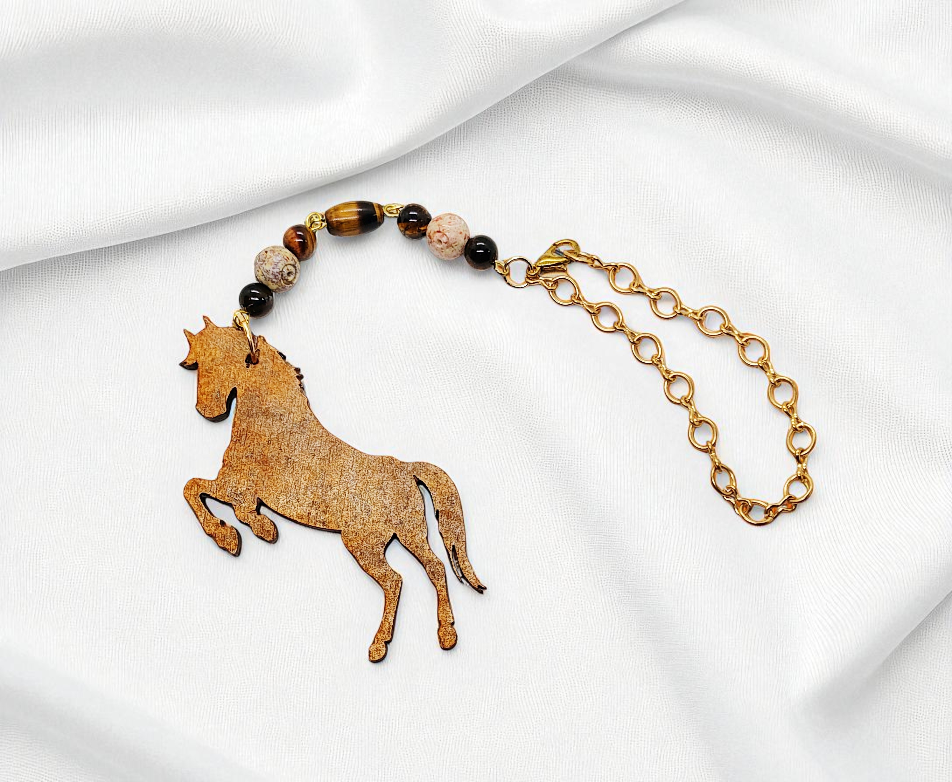 Horse Beaded Gemstone Hanging Rearview Mirror Car Charm