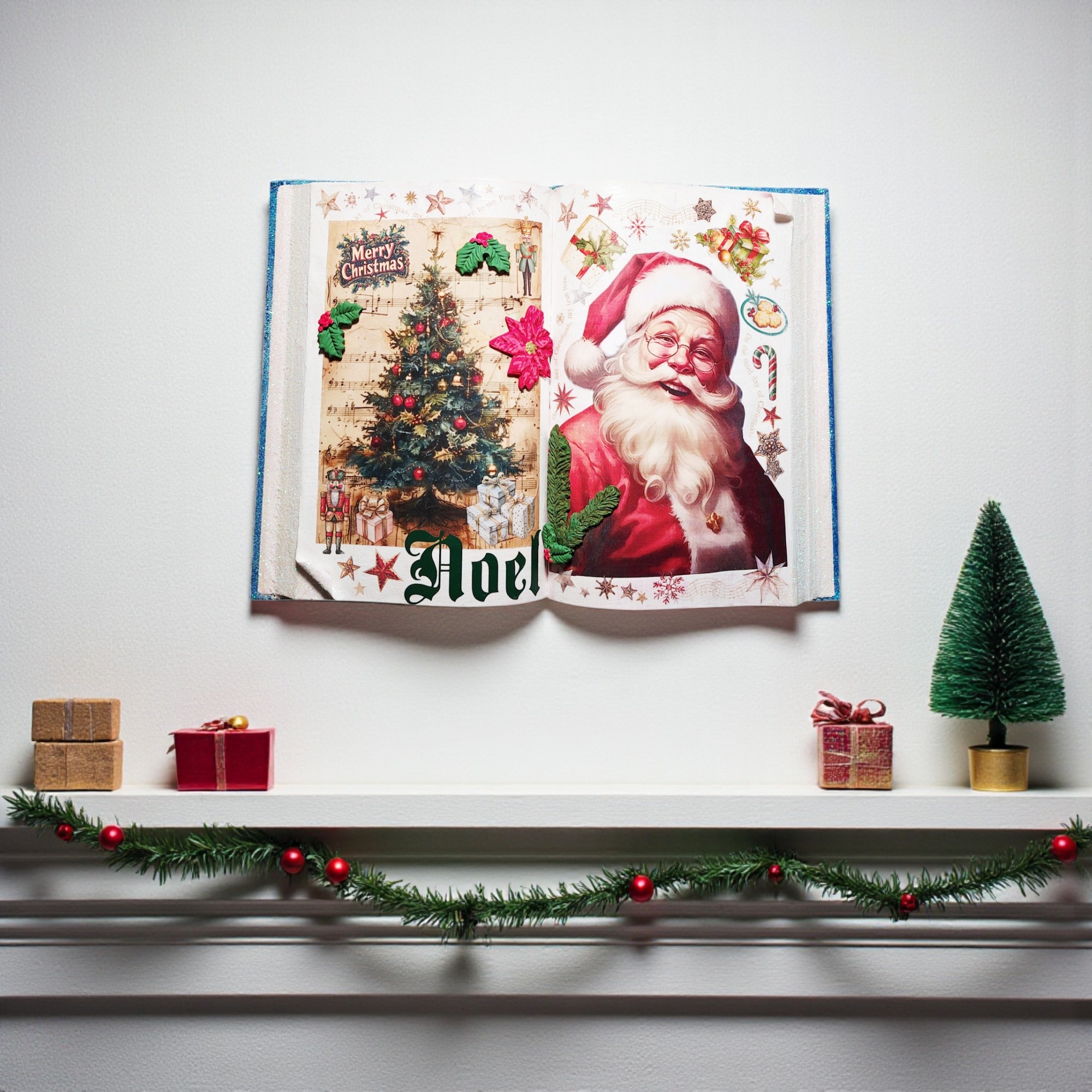 Santa Claus & Christmas Tree Book Decoration