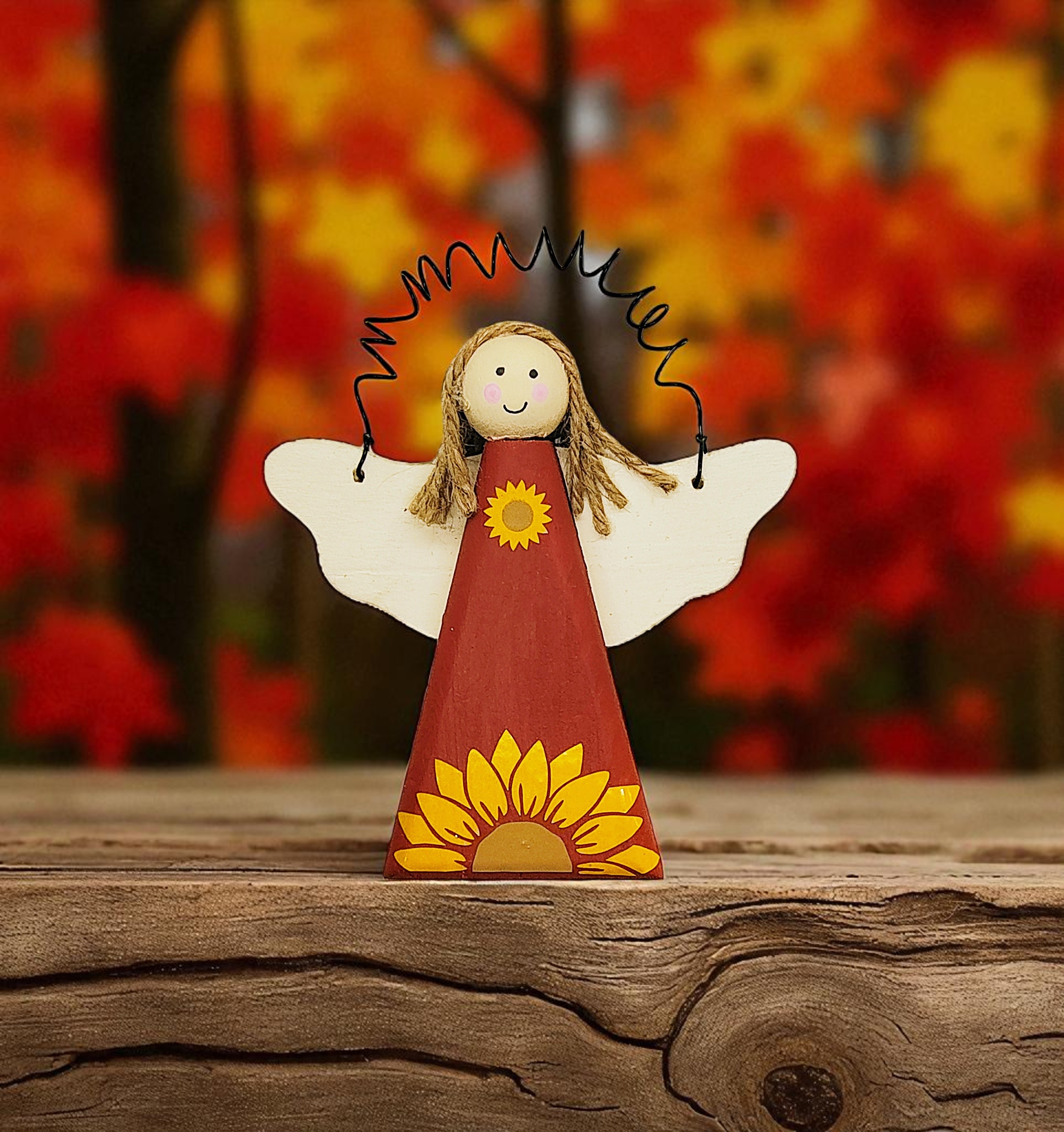 Fall Wooden Angel Ornament