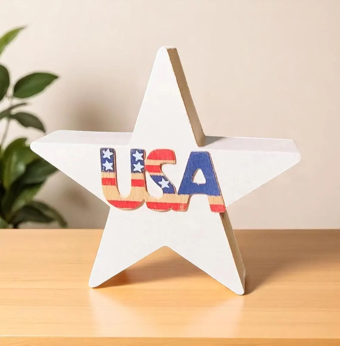Patriotic Wooden Star Shelf Sitter