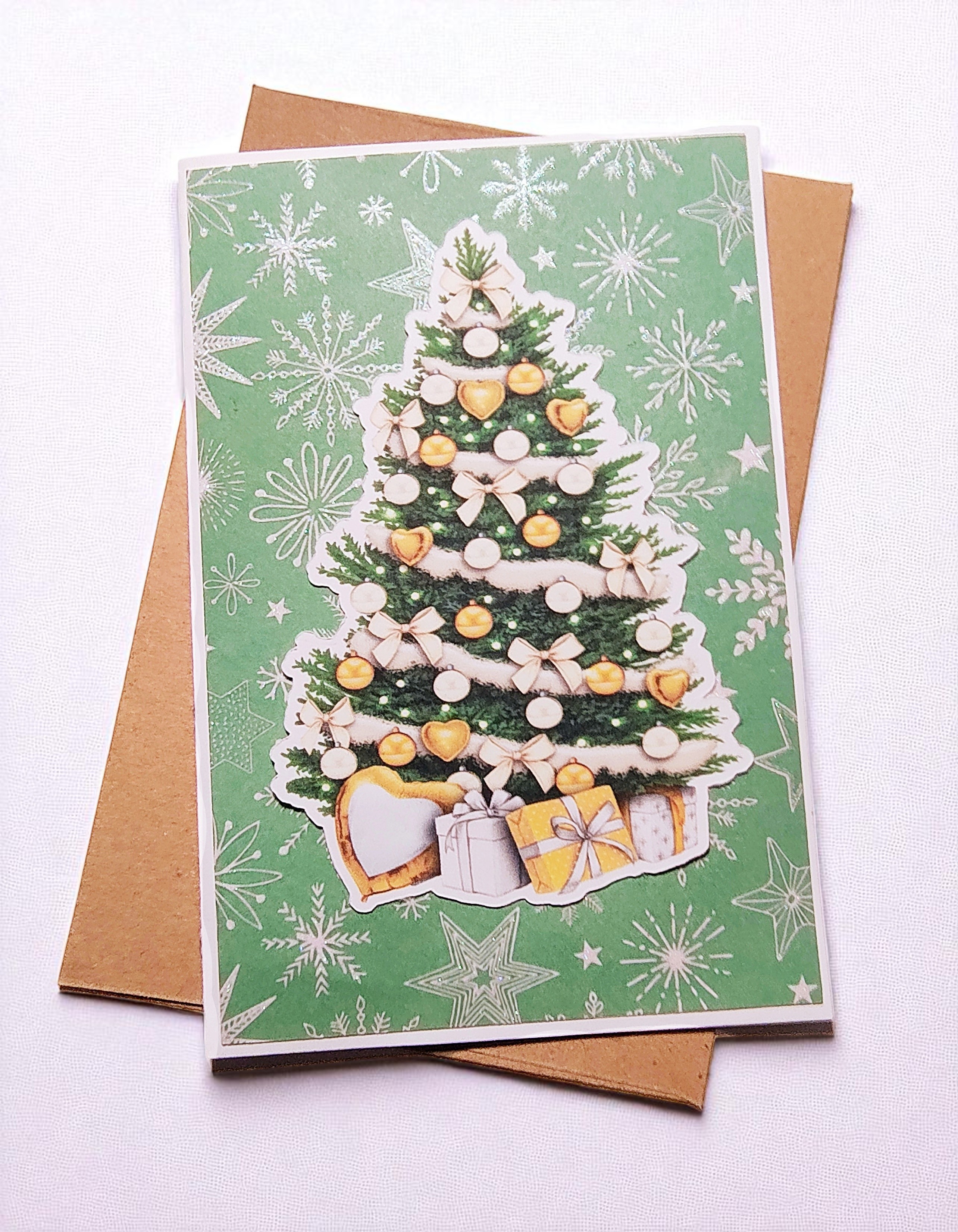 Elegant Tree & Golden Gifts Christmas Greeting Card