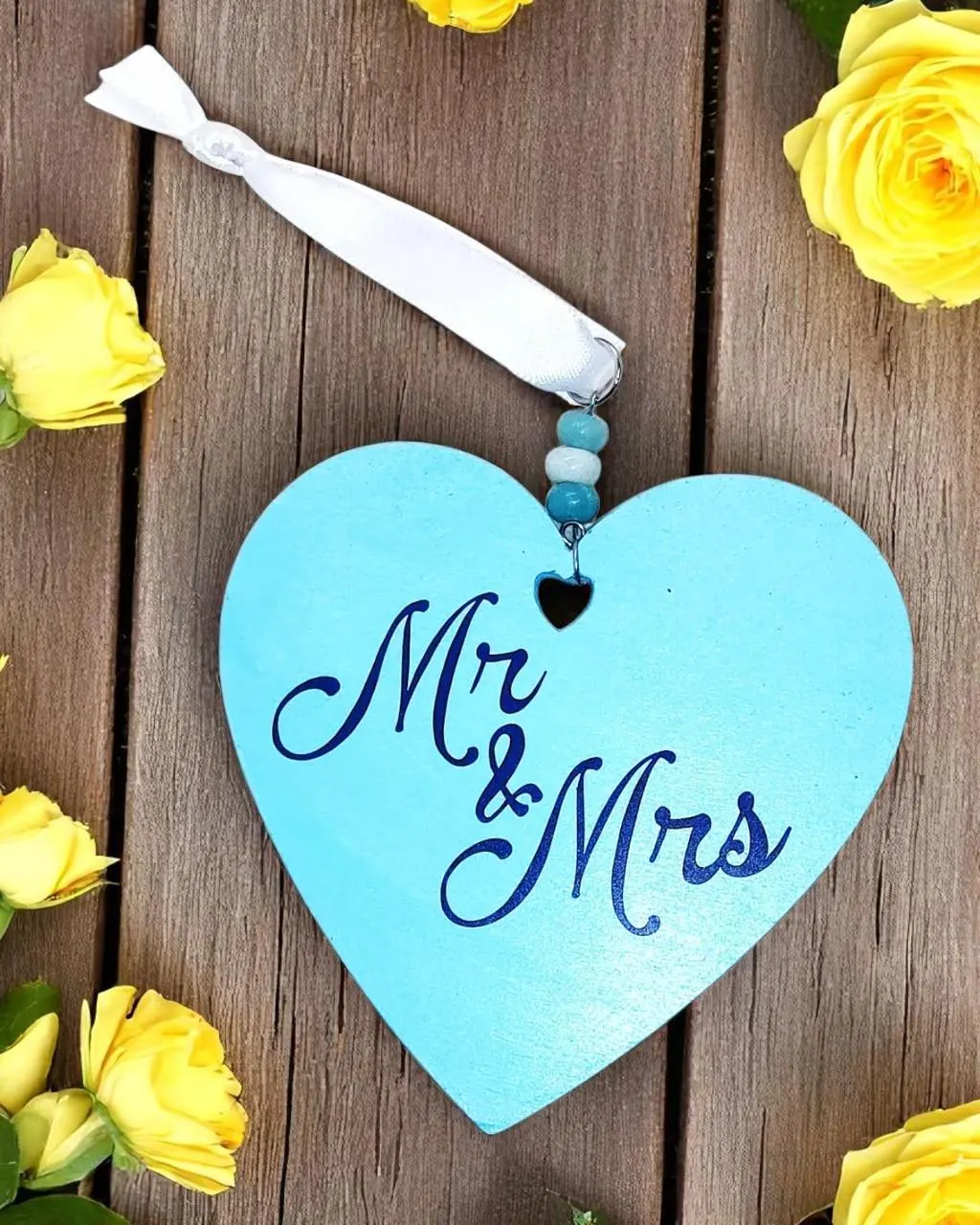 Misty Blue Personalized Wedding Keepsake Hanging Ornament Decoration