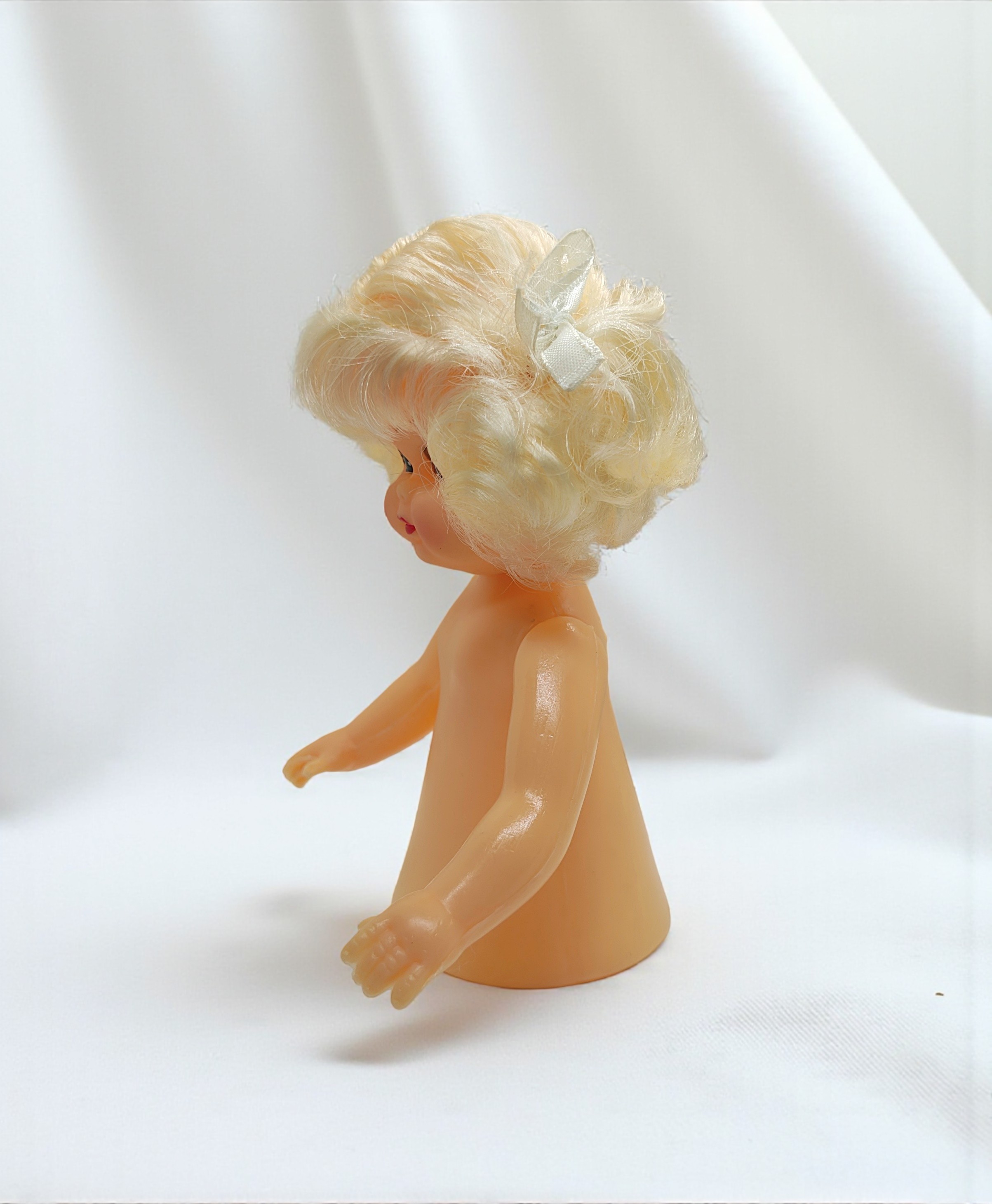 Fibre Craft Plastic 5.75 inch Vintage Air Freshener Blonde Hair Blue Eyes Doll