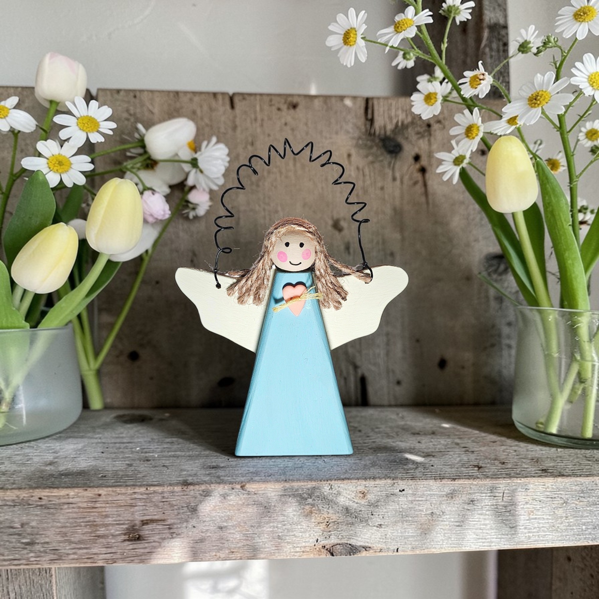 Spring Wooden Love Angel Ornament