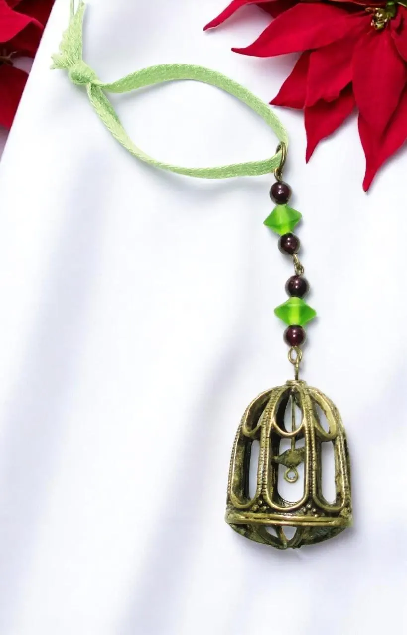 Bronze Bird Cage Holiday Icicle Ornament 