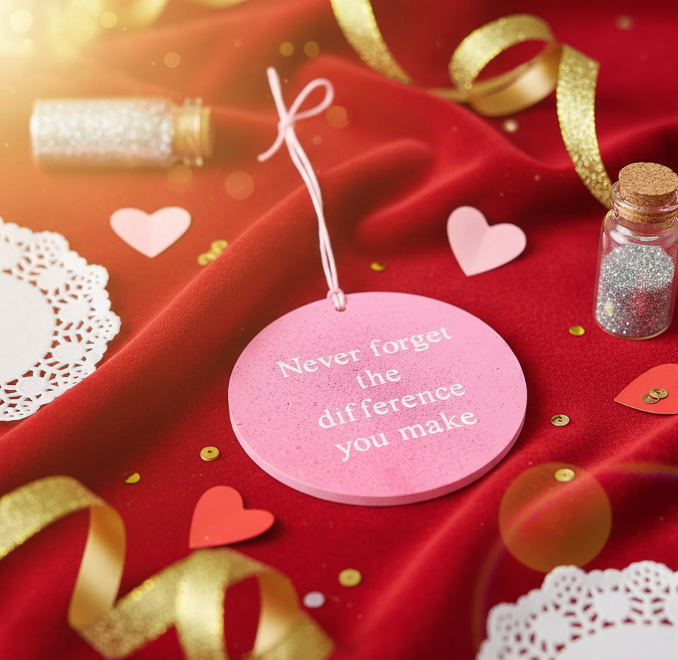 Personalized Pink Never Forget the Differences You Make Inspirational Hanging Sign Ornament