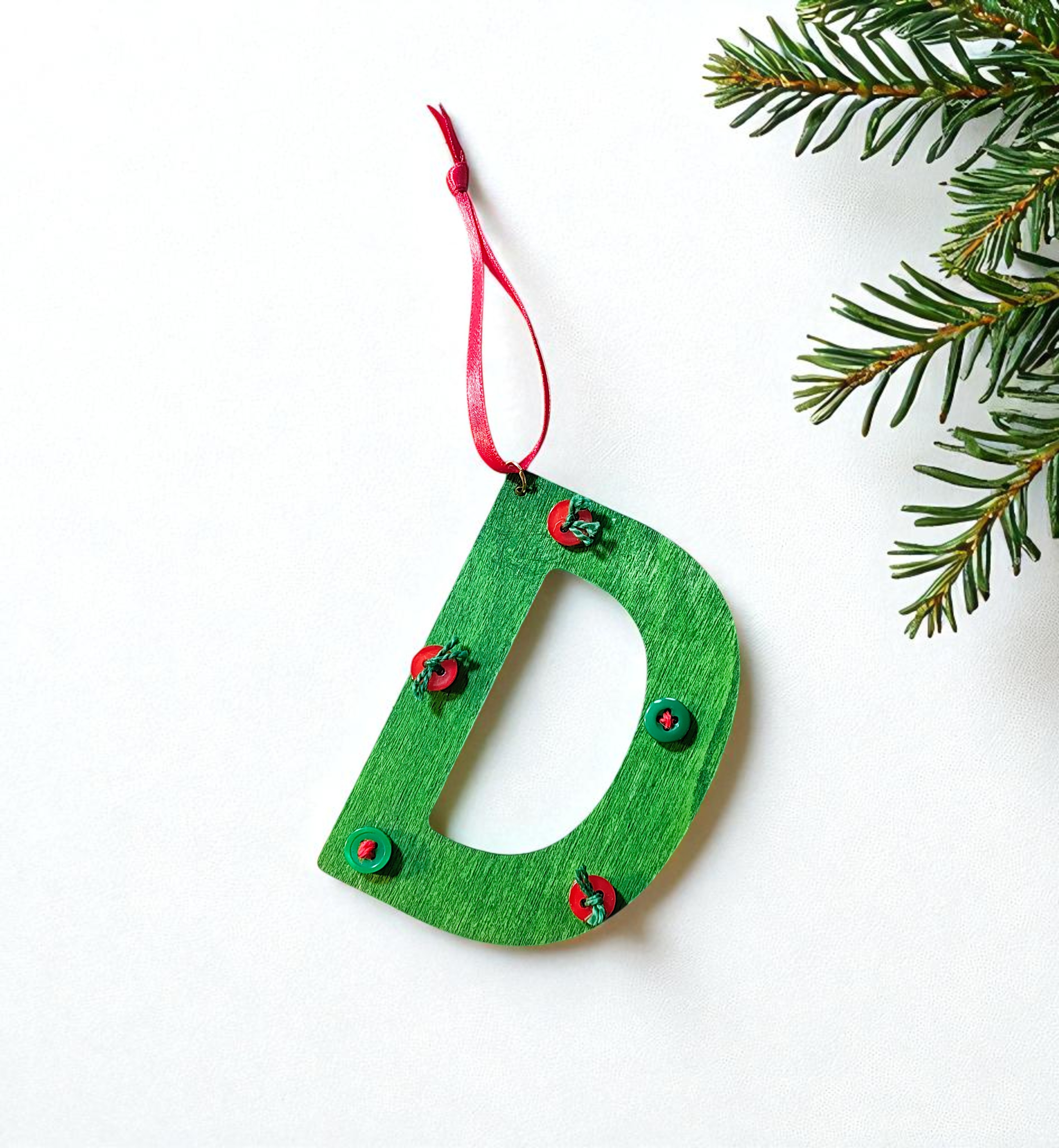 Personalized Wooden Letter Initial D Ornament