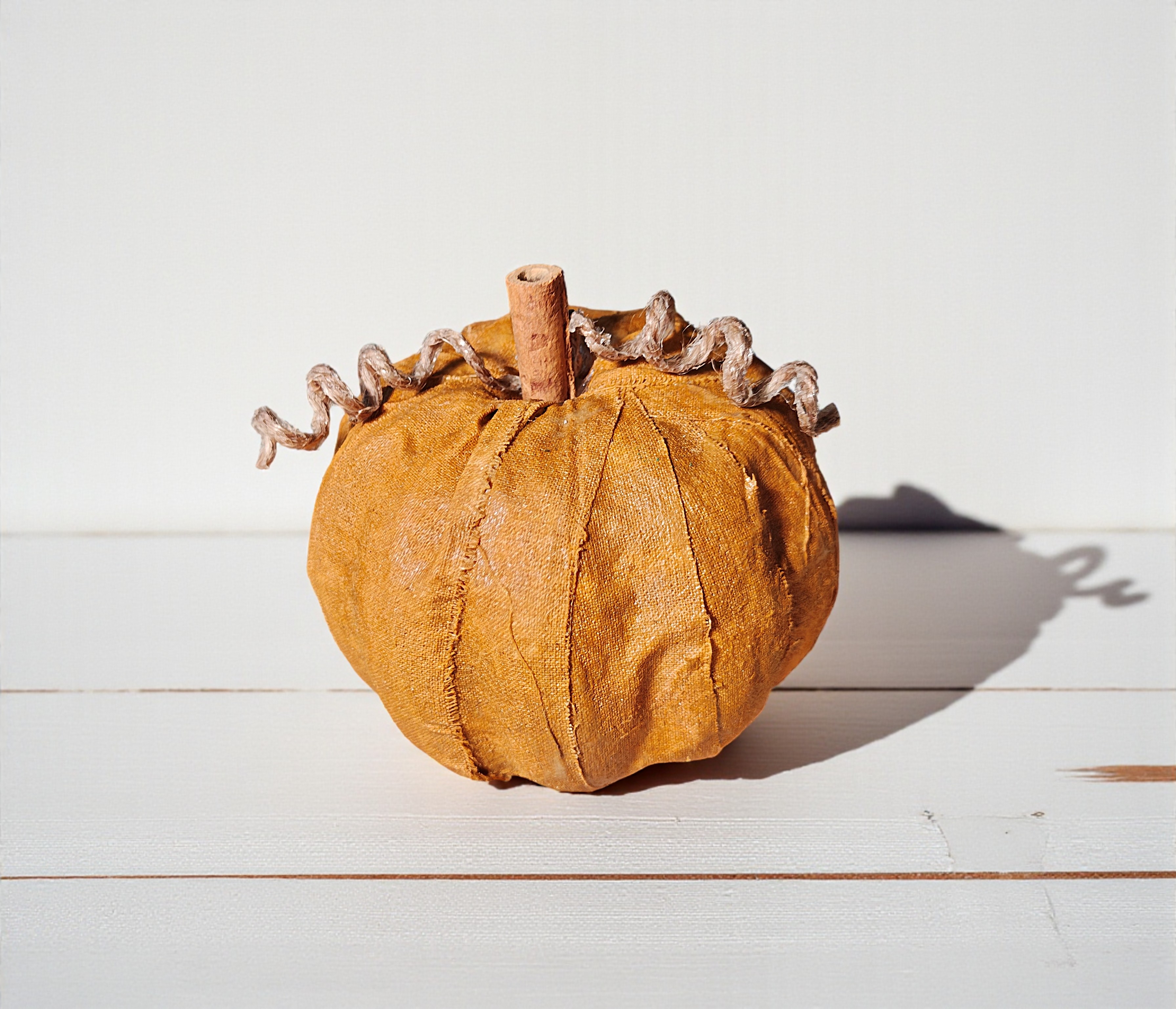 Small Rustic Harvest Fabric Pumpkin Decoration