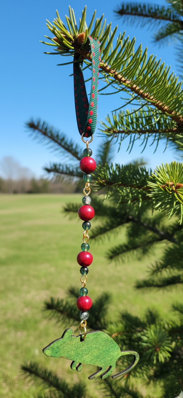 Handcrafted Fancy Rat Beaded Accent Ornament 