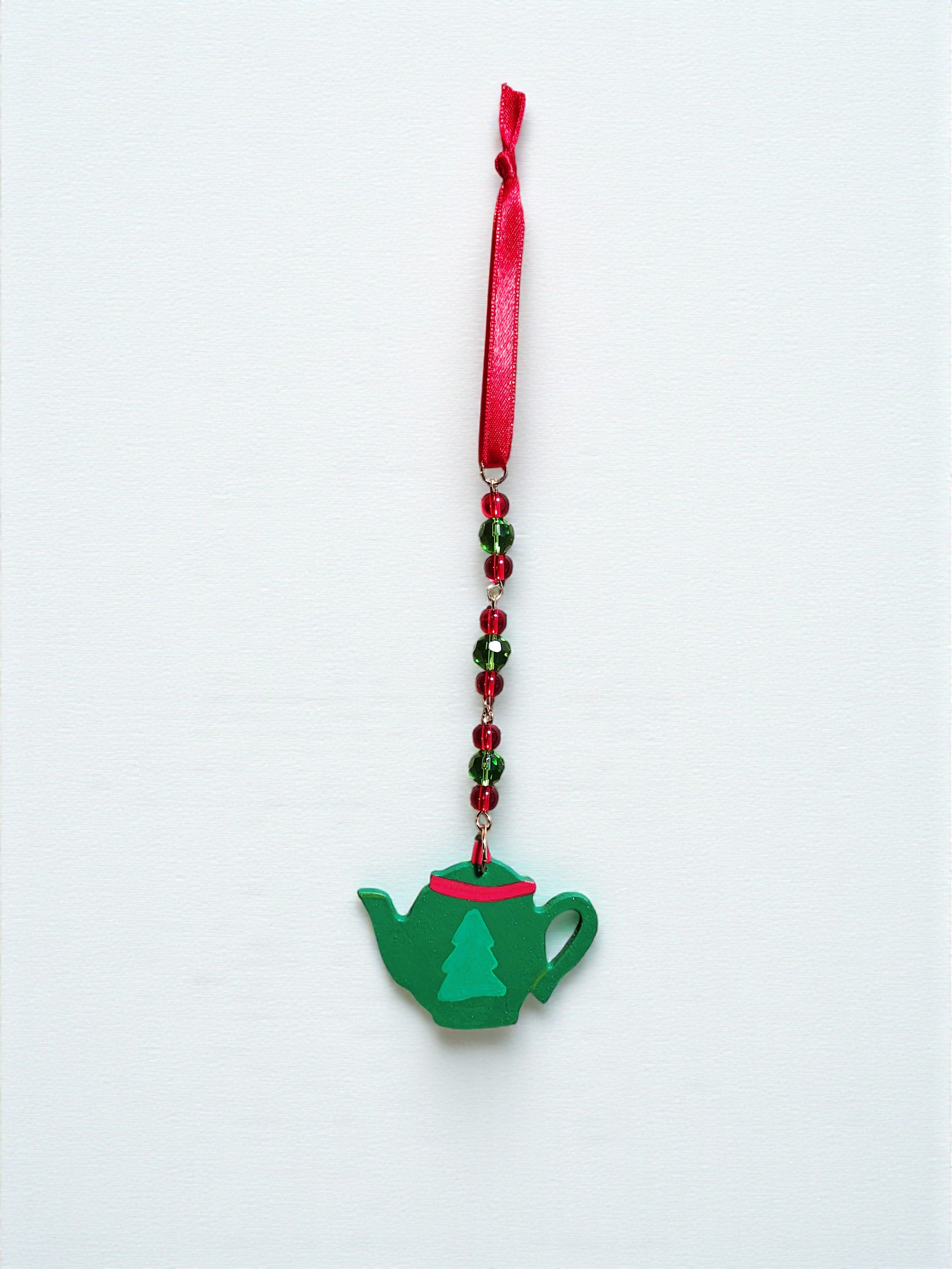 Beaded Holiday Teapot Icicle Ornament