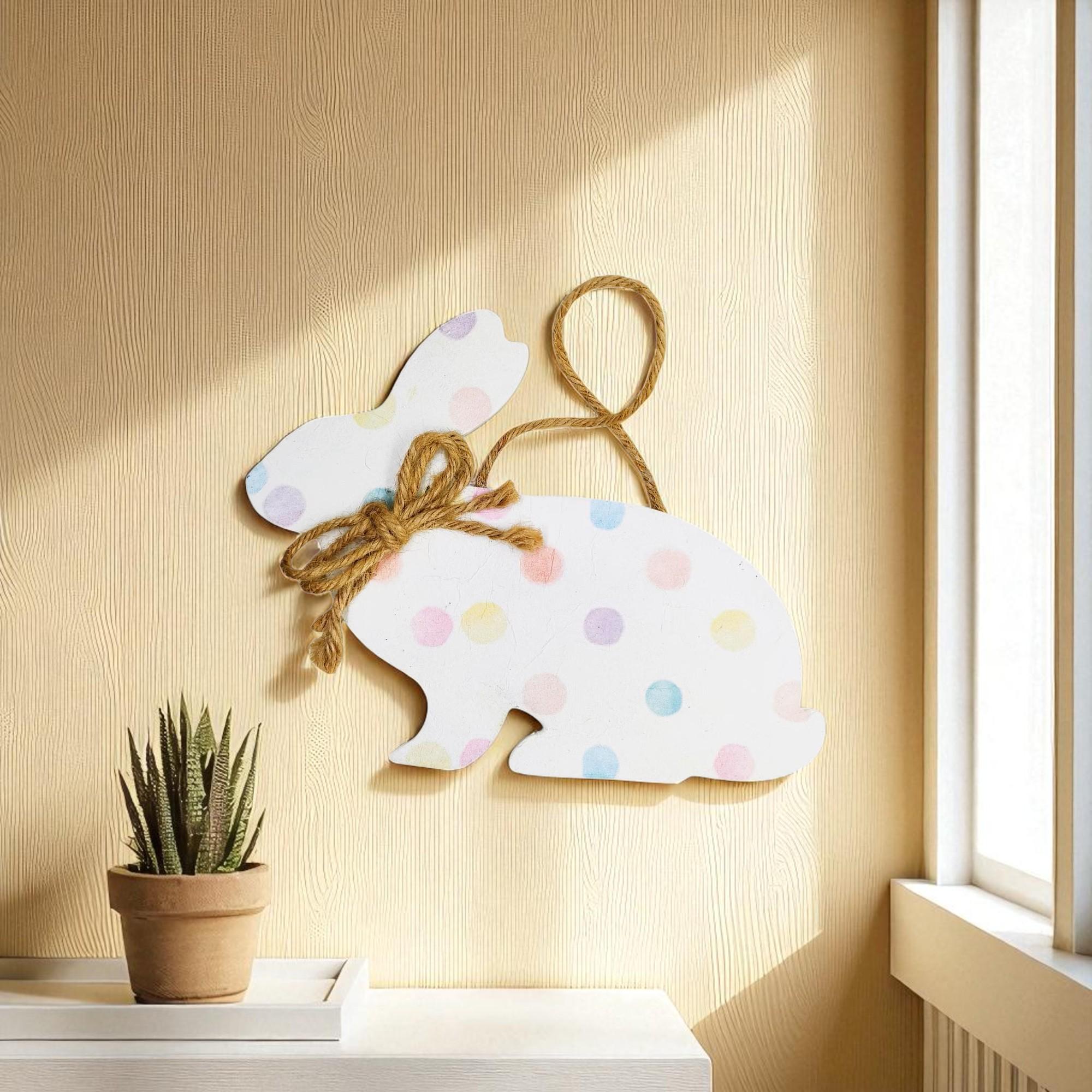 Polka Dot Bunny Rabbit Spring Door Decoration