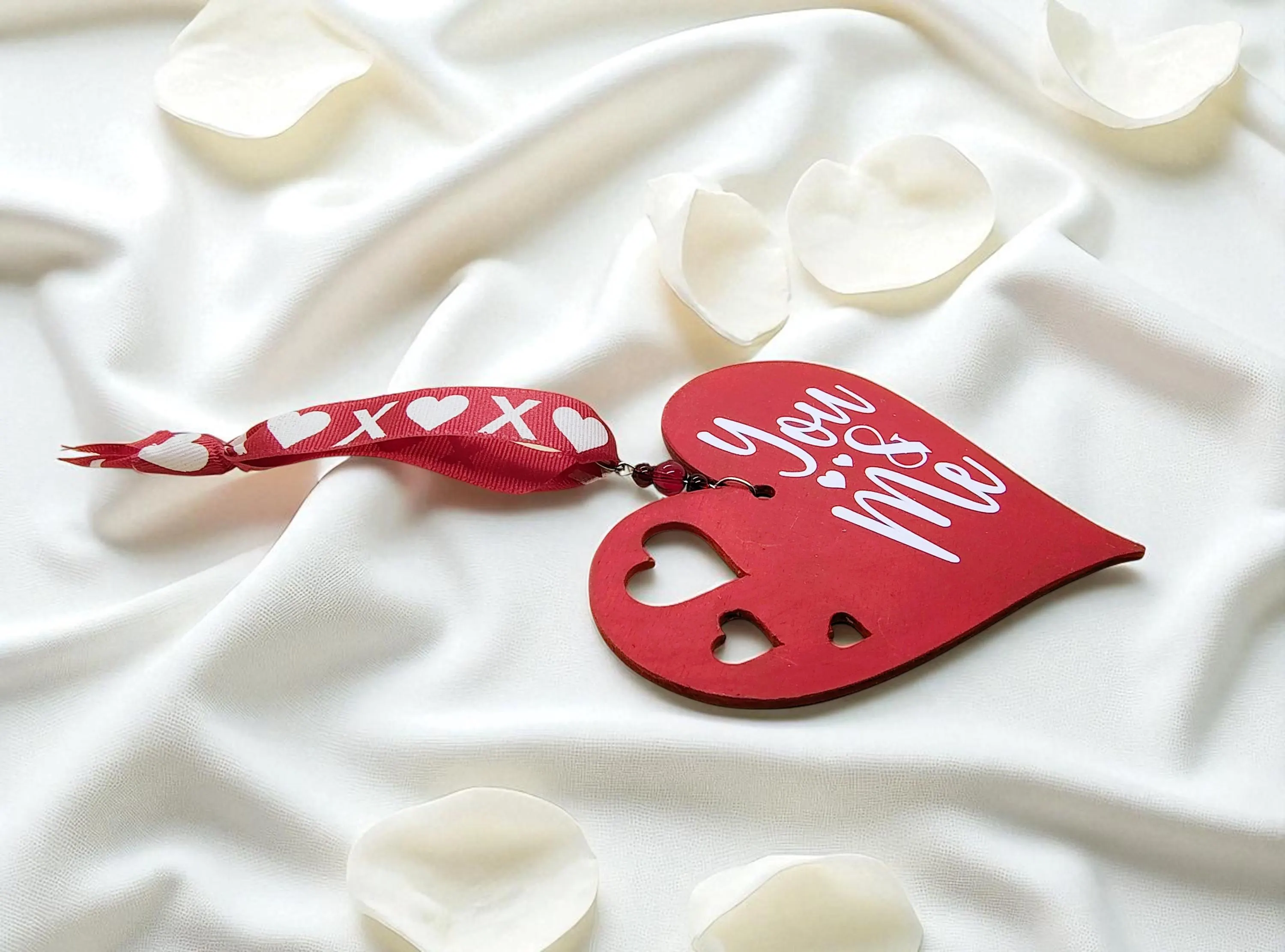 Customized You & Me Heart Shaped Hanging Accent Ornament 