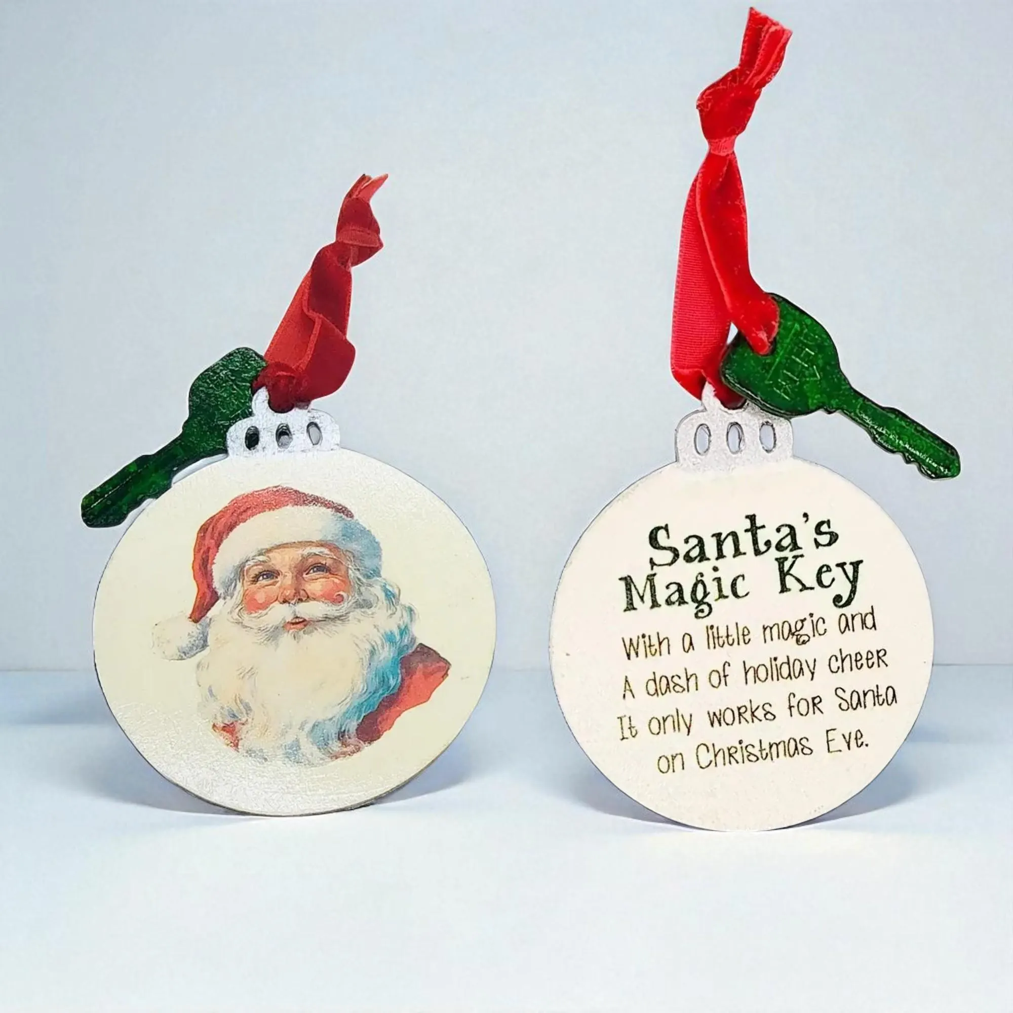 Hand-crafted Santa's Magic Key Ornament - House with No Chimney