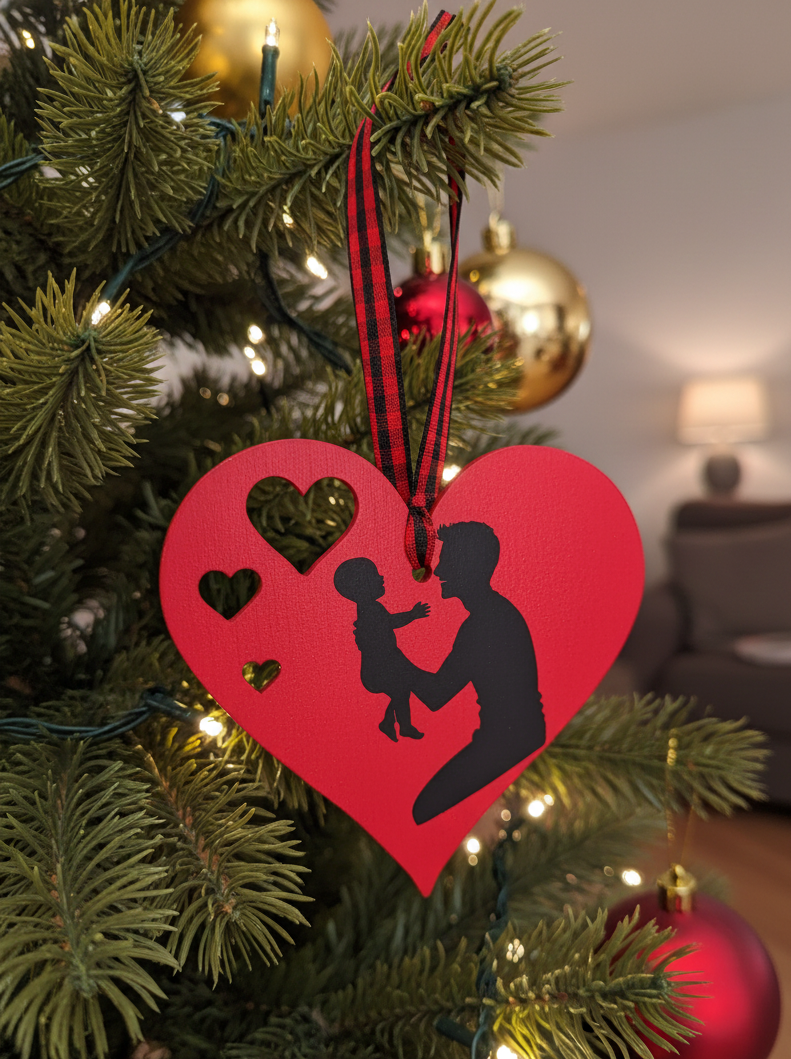 Daddy & Baby Child, Be Mine Heart Shaped Hanging Accent Ornament 